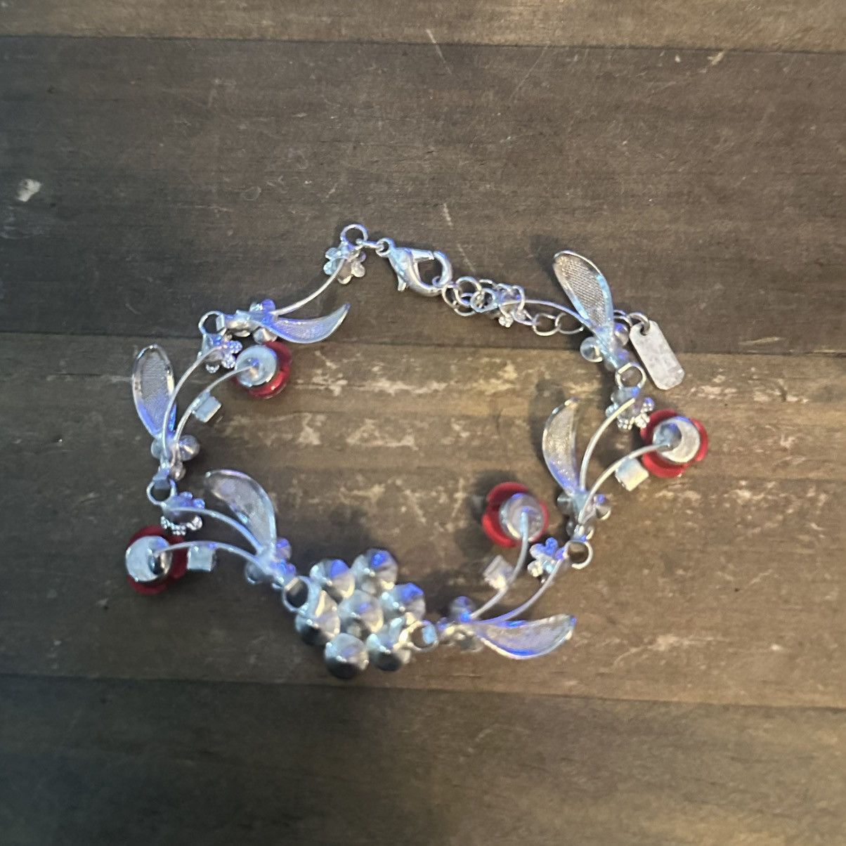 Other Christina Collection silver tone red floral bracelet Size ONE SIZE - 5 Thumbnail
