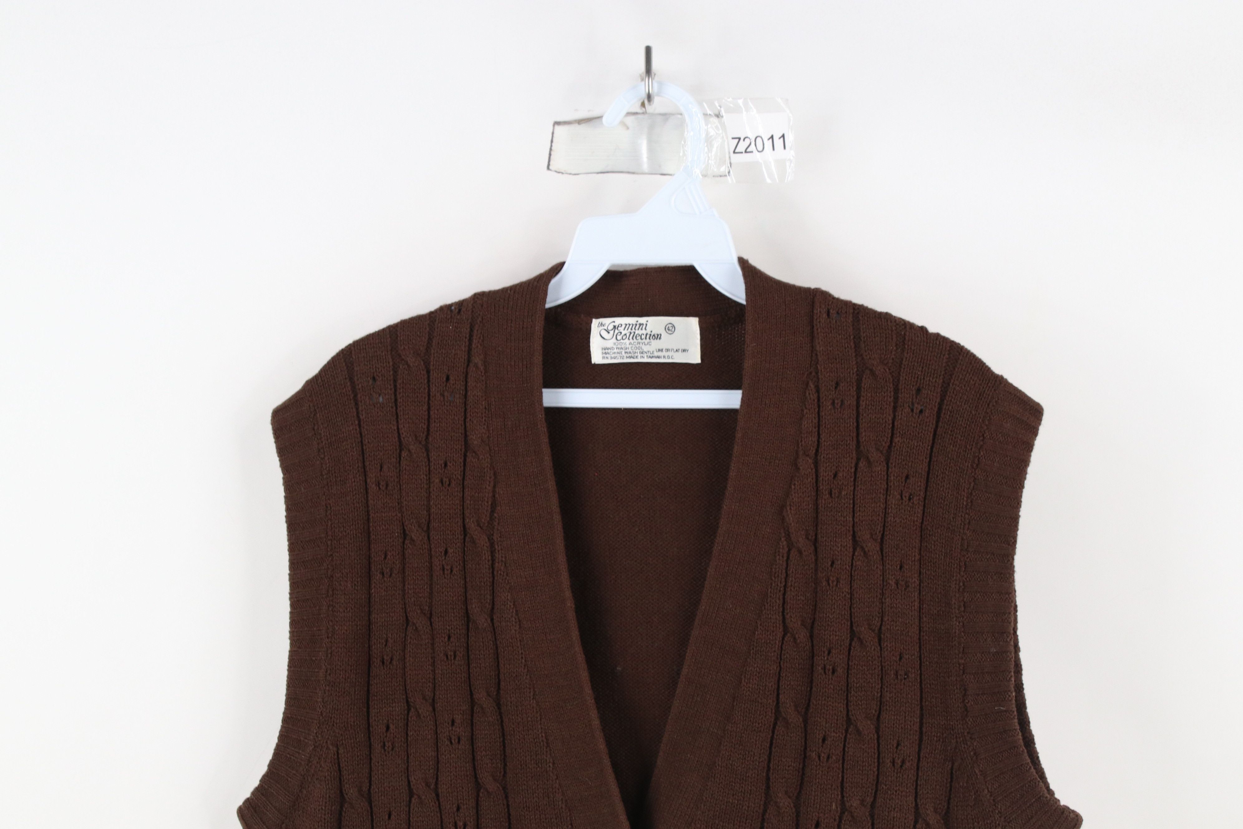 Vintage Vintage 70s Streetwear Geometric Cable Knit Sweater Vest Size M / US 6-8 / IT 42-44 - 2 Thumbnail