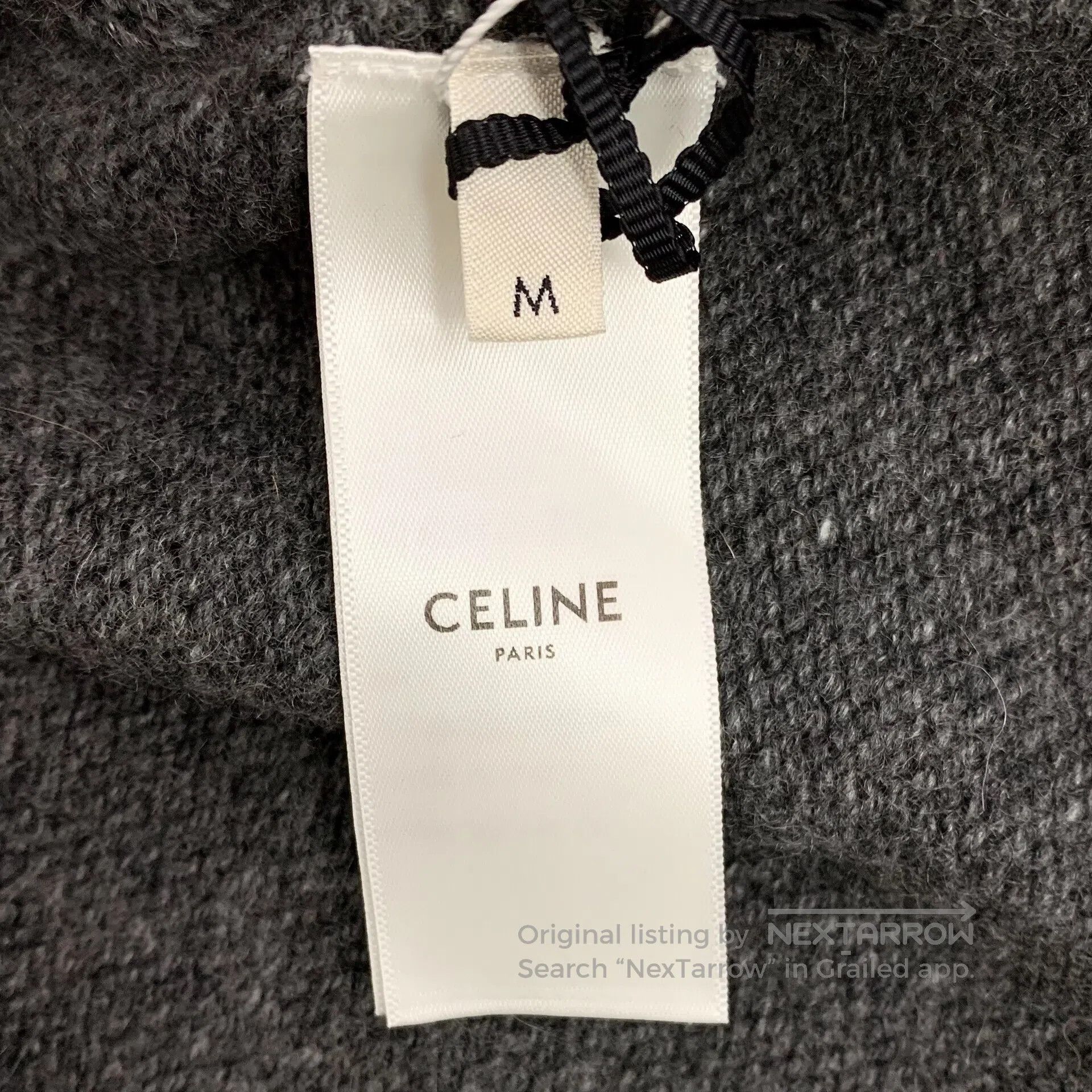 Celine CELINE Dark gray pocket chain design cashmere V-neck long- Size US M / EU 48-50 / 2 - 6 Thumbnail