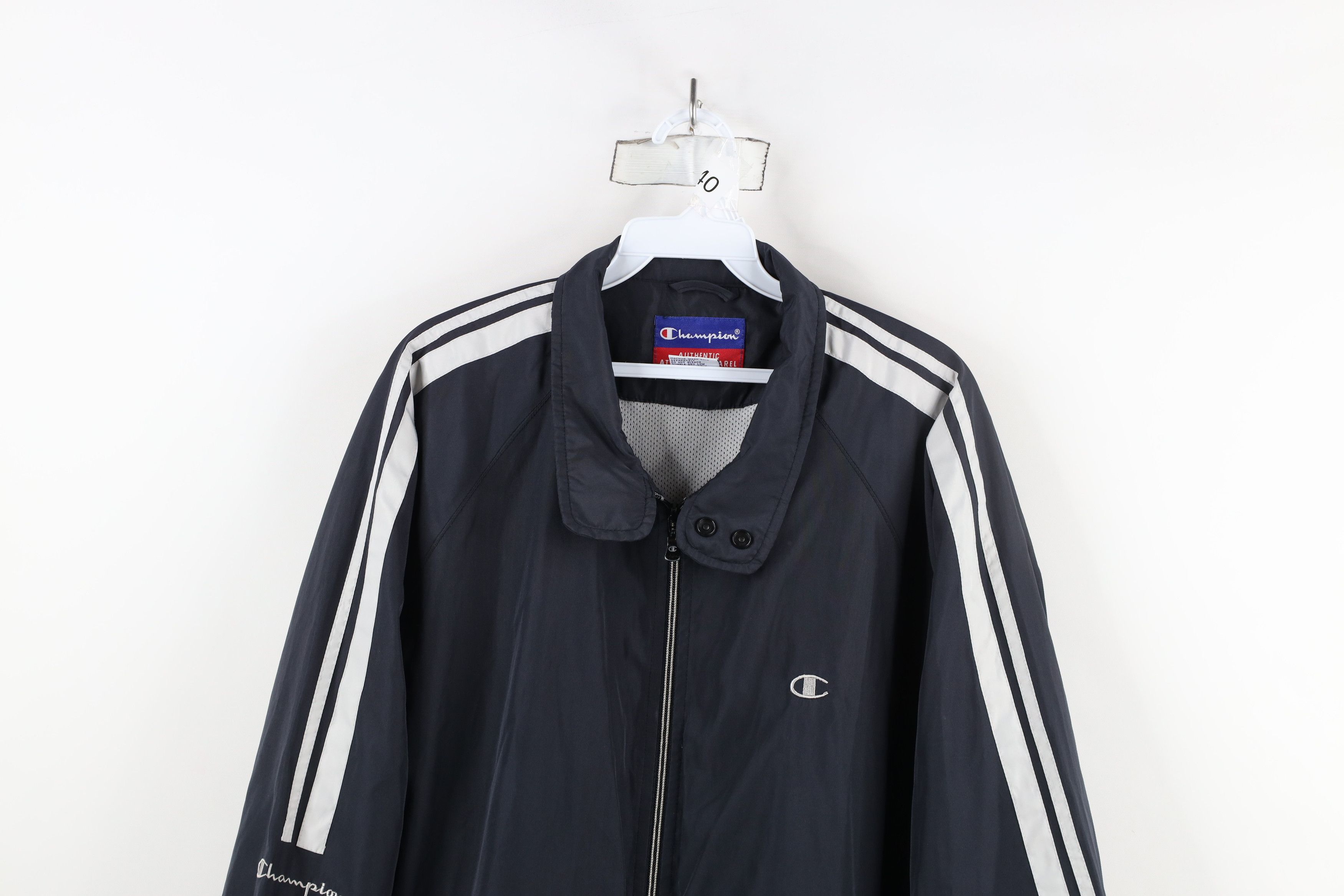 Champion × Vintage Vintage 90s Champion Lined Windbreaker Bomber Jacket Black Size US M / EU 48-50 / 2 - 2 Thumbnail