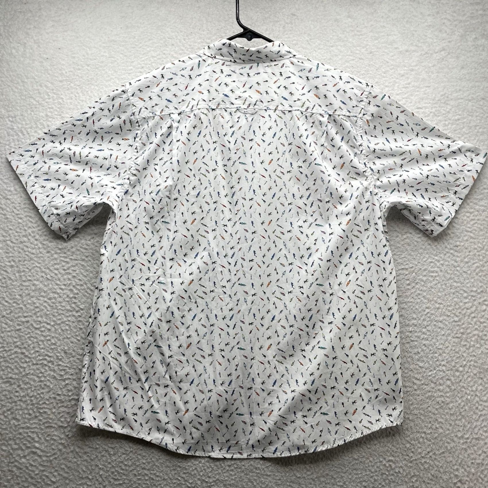 Vintage Victory Outfitters Shirt Mens L Fly Fishing Lure AOP Short Sleeve Button Collar Solid White Regular Cotton Casual Men Size US L / EU 52-54 / 3 - 7 Thumbnail