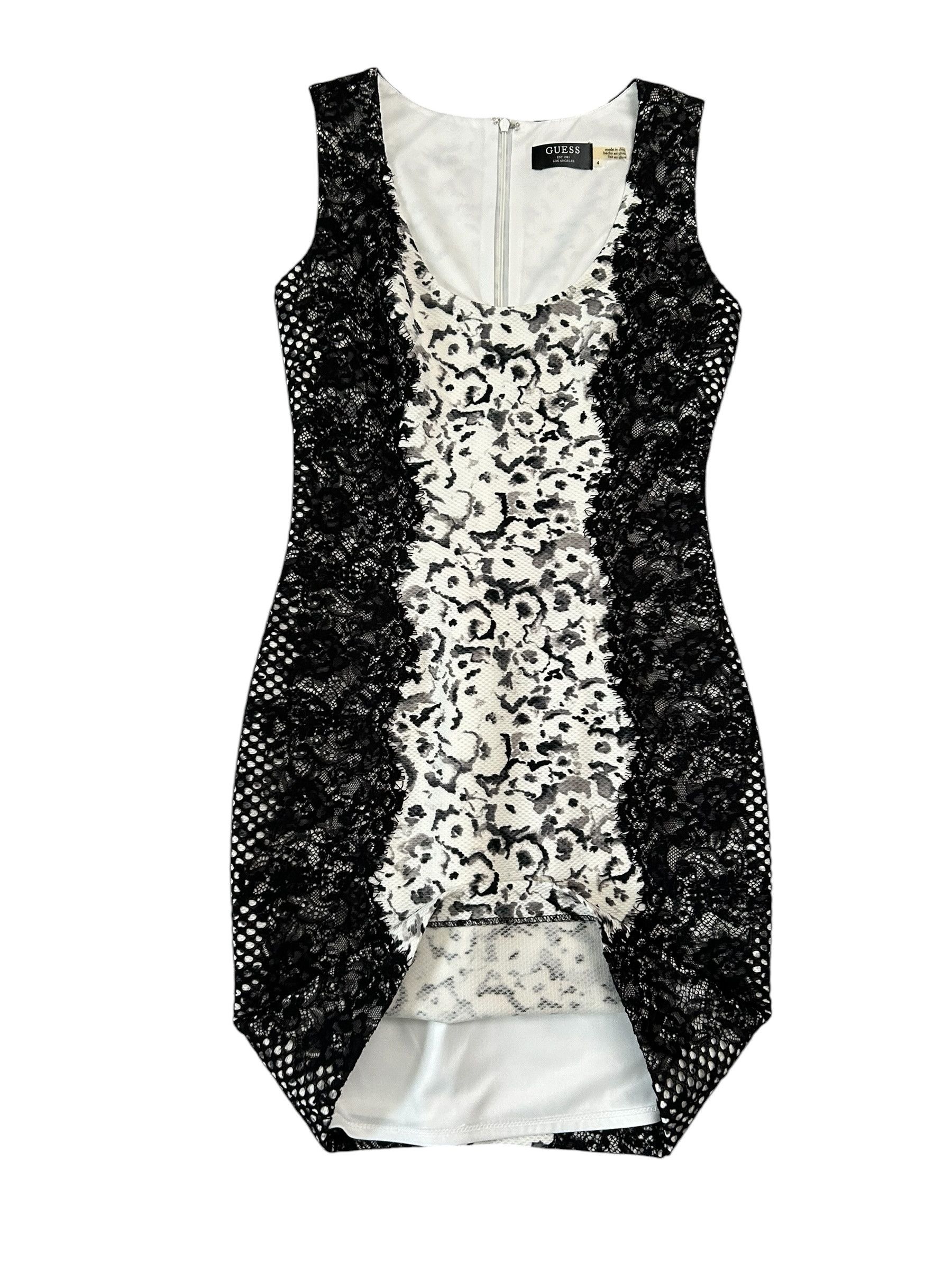 Guess GUESS Sz. 4 Black White Lace Bodycon Mini Dress Size S / US 4 / IT 40 - 3 Thumbnail