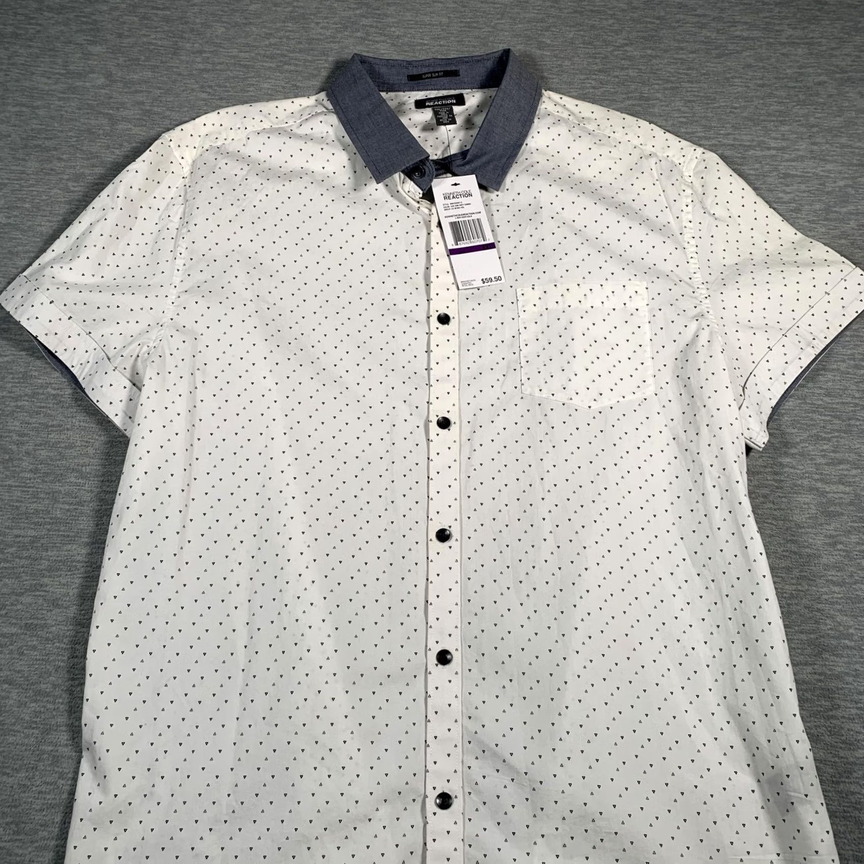 Kenneth Cole Kenneth Cole Reaction Mens 2XL Super Slim Fit Shirt Short Sleeve Micro Print Size US XXL / EU 58 / 5 - 2 Thumbnail