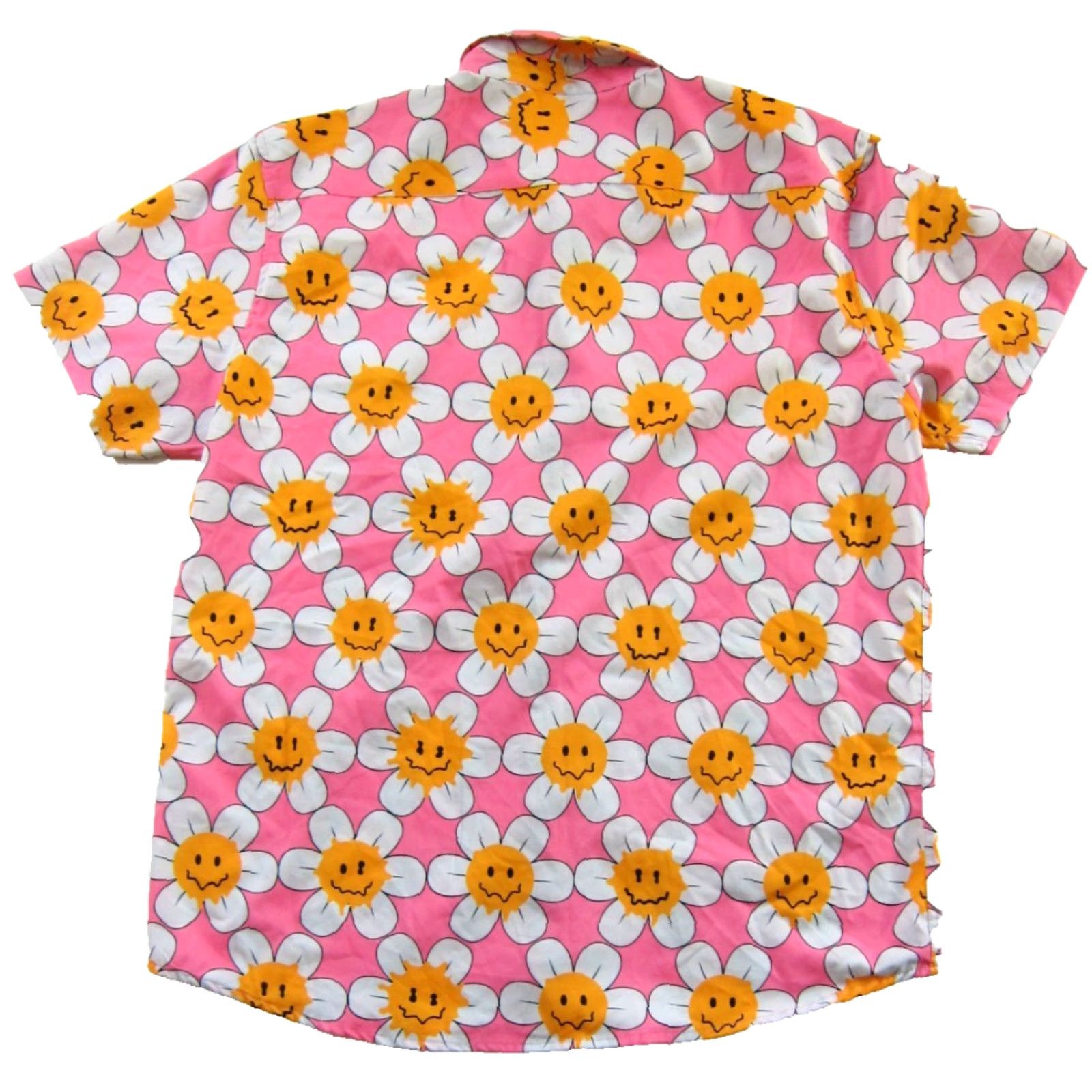 Pinko Molokai Surf Co. Pink Yellow Daisy Floral Smiley Face Short Sleeve Shirt Men XL Size US XL / EU 56 / 4 - 2 Thumbnail