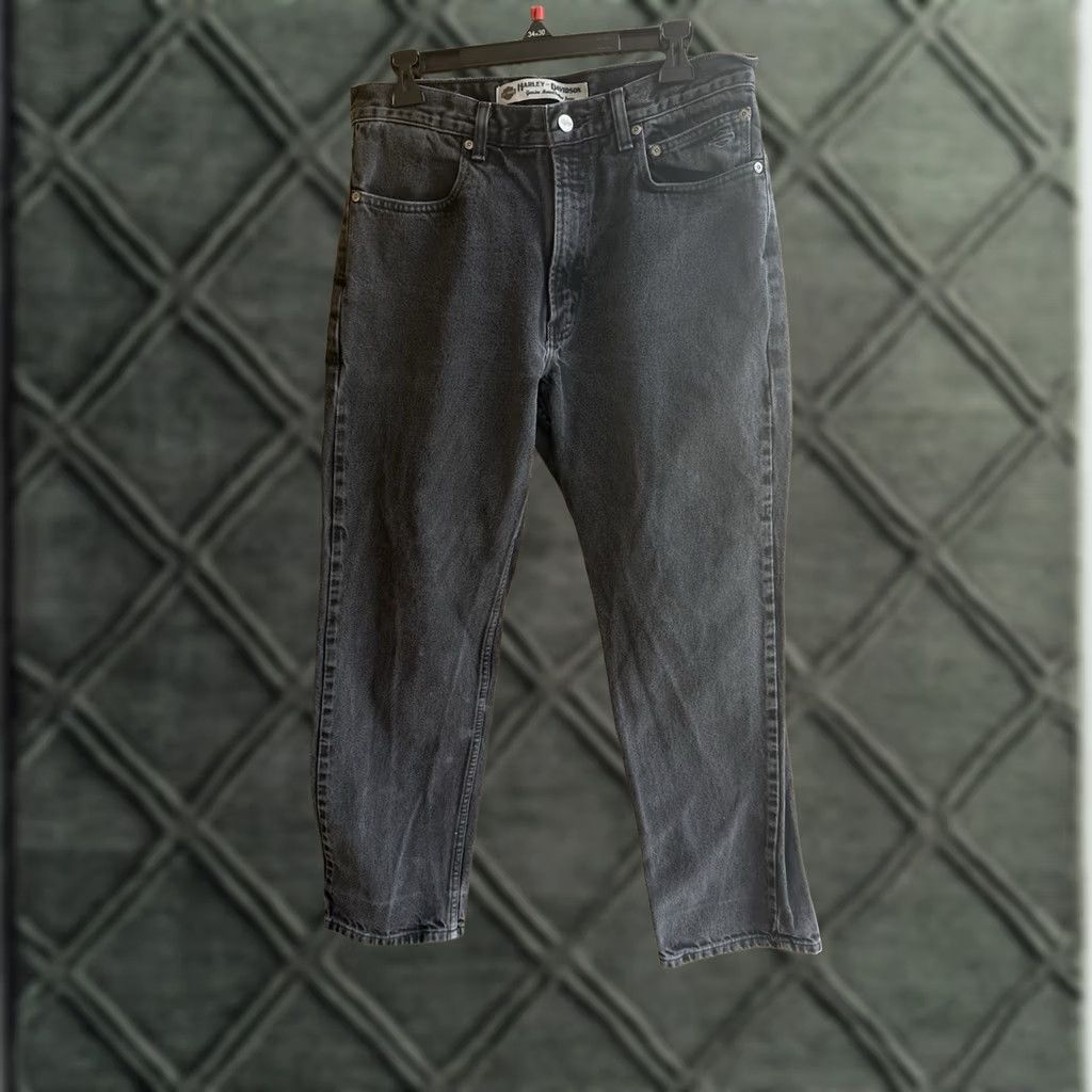 Harley Davidson Harley-Davidson Jeans Mens 34x30 Black Denim Straight Leg 5-Pocket Biker Logo Motorcycle Pants Size US 34 / EU 50 - 1 Thumbnail