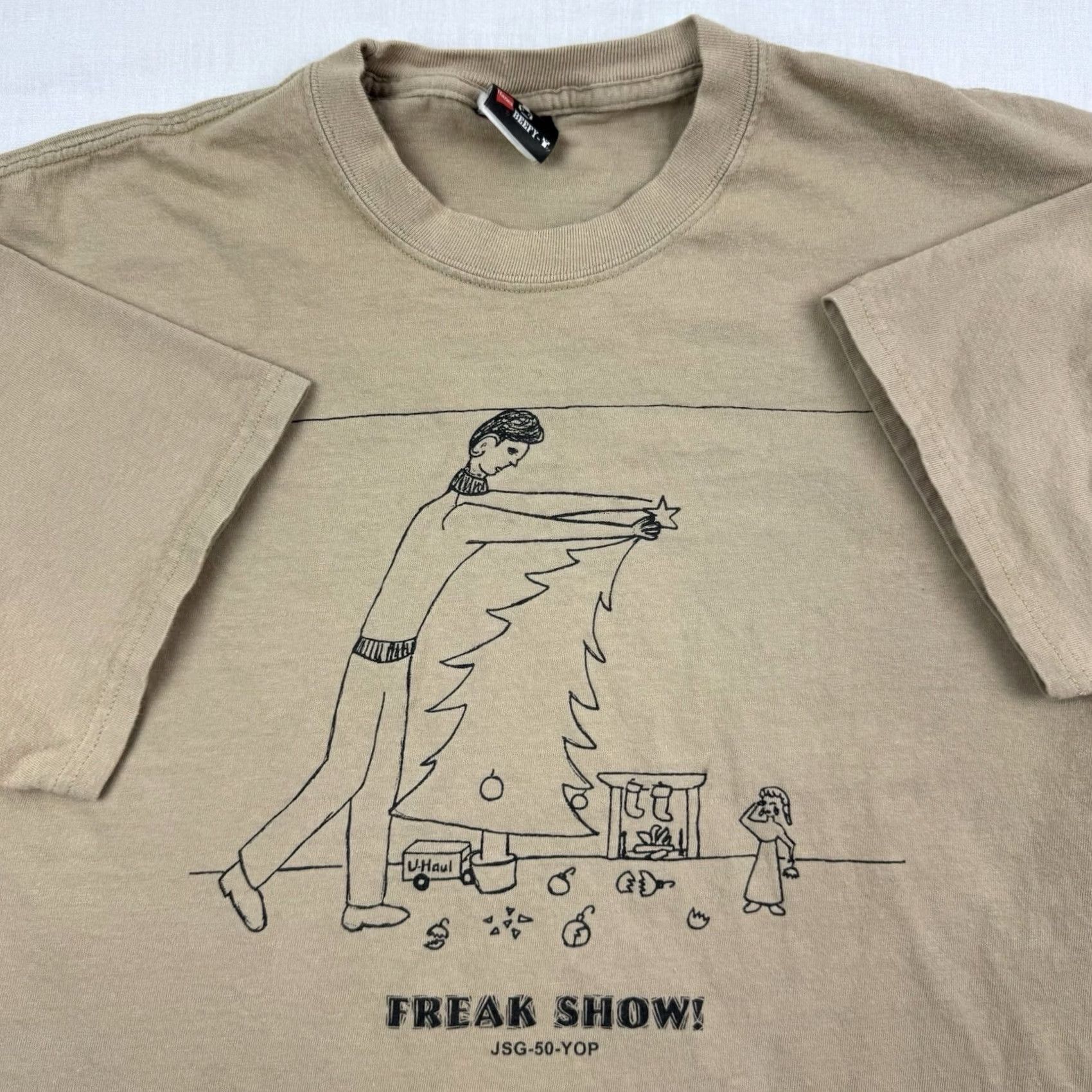 Hanes VINTAGE Hanes T-Shirt Adult Large Christmas Y2K Art Brown Crew Neck Short Sleeve Men’s Size US L / EU 52-54 / 3 - 2 Thumbnail