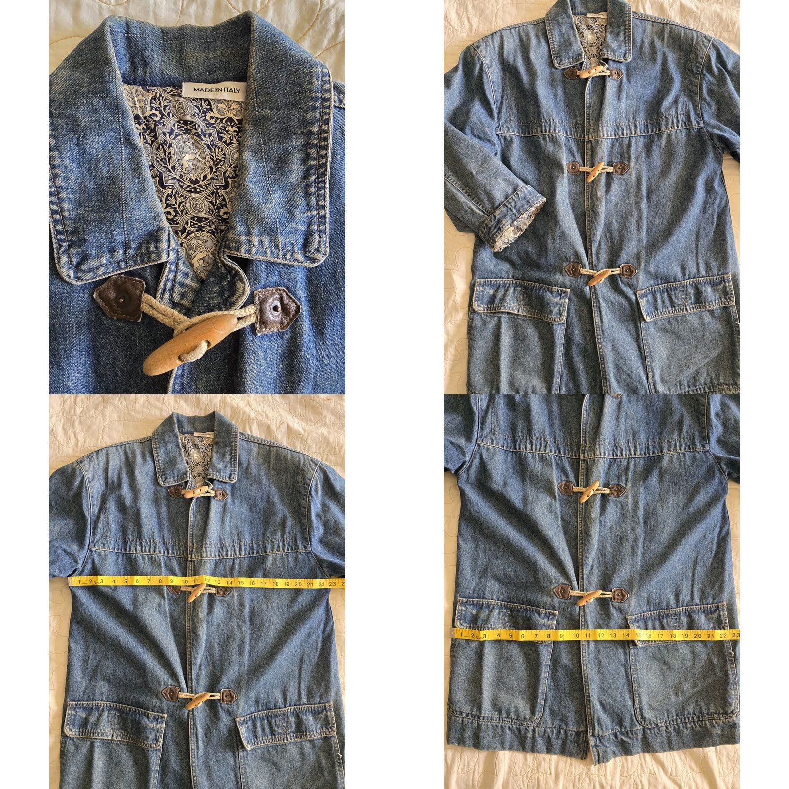 Vintage VINTAGE Denim Chore Coat Womens Large M/L Blue 1990s Made in Italy Cotton WoodToggle Look Androgyny Coat Size M / US 6-8 / IT 42-44 - 8 Thumbnail