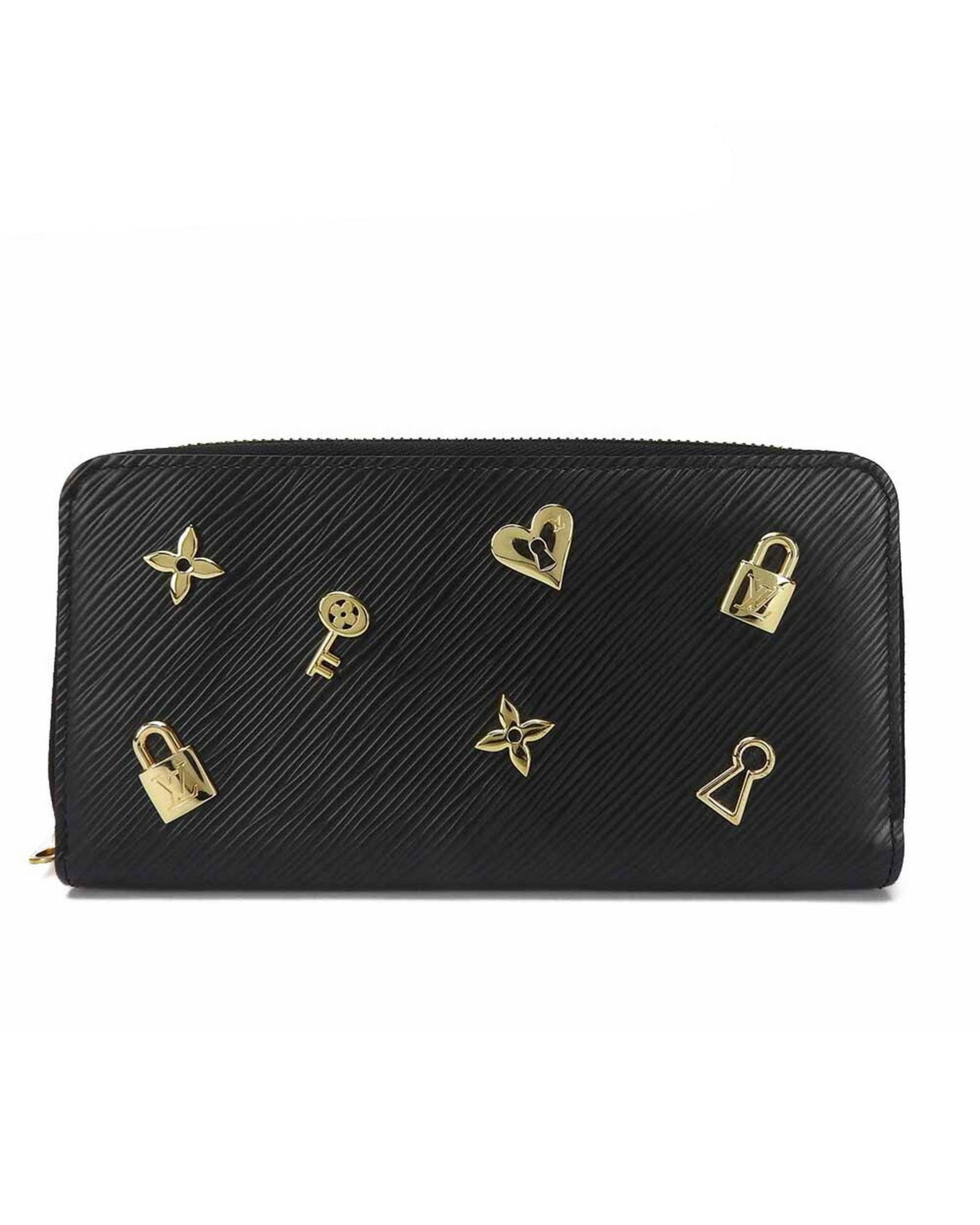 image of Louis Vuitton Epi Leather Long Wallet With Functional Styling in Black, Women's
