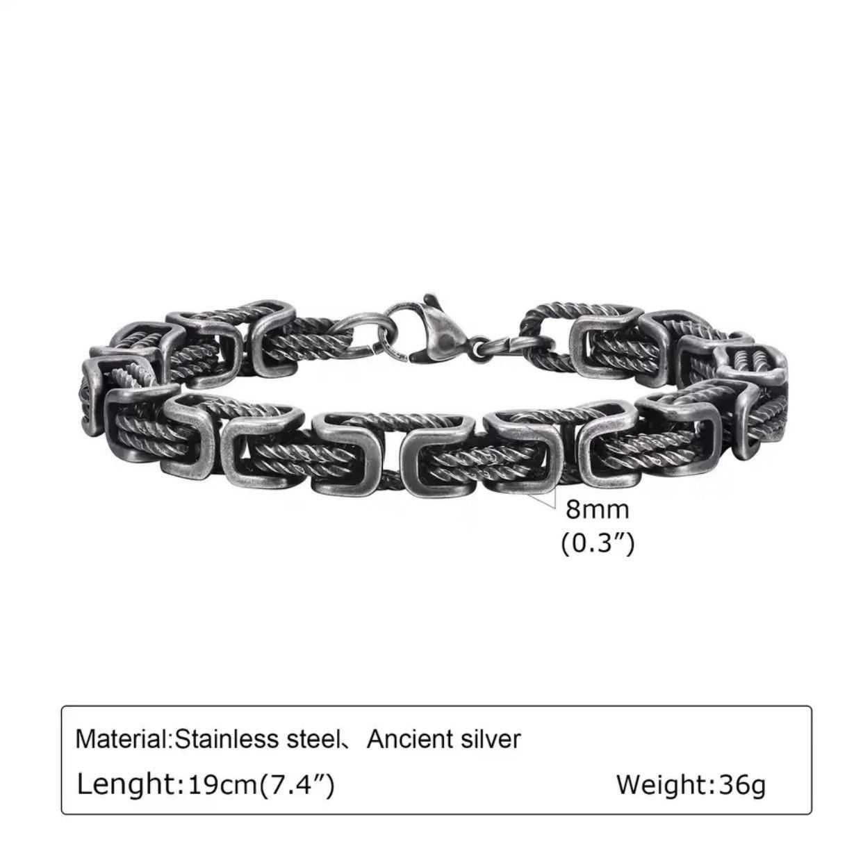 Jewelry × Vintage Chunky Byzantine Bracelets Grey Braided Link Wristban Size ONE SIZE - 6 Thumbnail