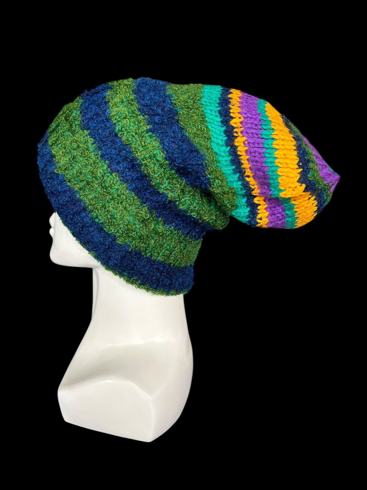Japanese Brand × Kapital × Vintage Crochet Knitted Handmade Big Beanie Hats Rare ☠️☠️ Size ONE SIZE - 2 Thumbnail