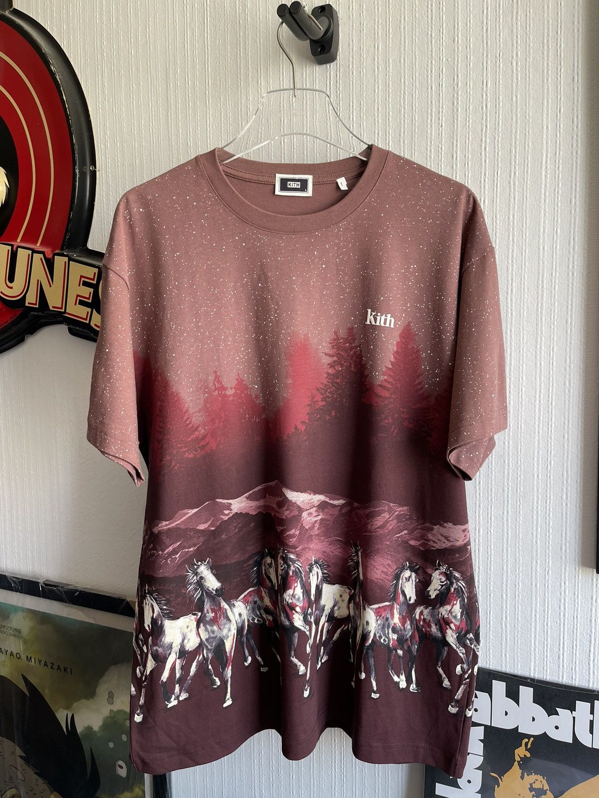 image of Kith Horses Mountains Burgundy Red Tee, Men's (Size Large)