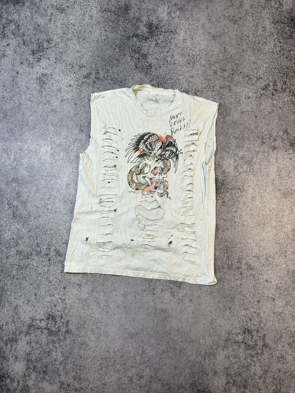 Christian Audigier × Ed Hardy Y2K Ed Hardy Christian Audigier Logo T-shirt Avant Garde Vtg Size US L / EU 52-54 / 3 - 1 Thumbnail