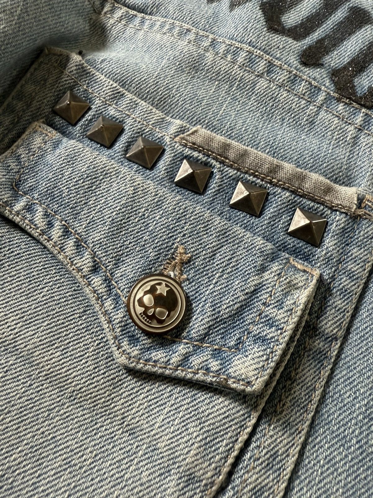 Hysteric Glamour × Japanese Brand × PPFM Ba-tsu Studio Japan Studded Patched Loose Straight Jeans Size US 29 - 11 Thumbnail