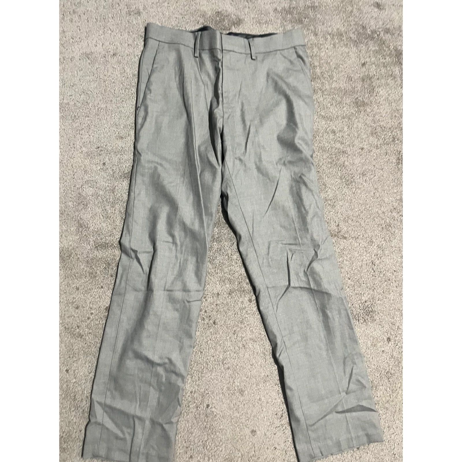 Kenneth Cole KENNETH COLE Reaction Flat Front PANTS 30x29 Gray Solid Dress Pants Men Regular Cotton Polyester"} Size US 30 / EU 46 - 2 Thumbnail
