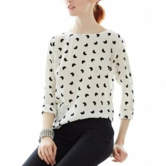 Anthropologie Anthropologie Dolan Silk Eclipse Moon Blouse Size Med Size M / US 6-8 / IT 42-44 - 1 Thumbnail