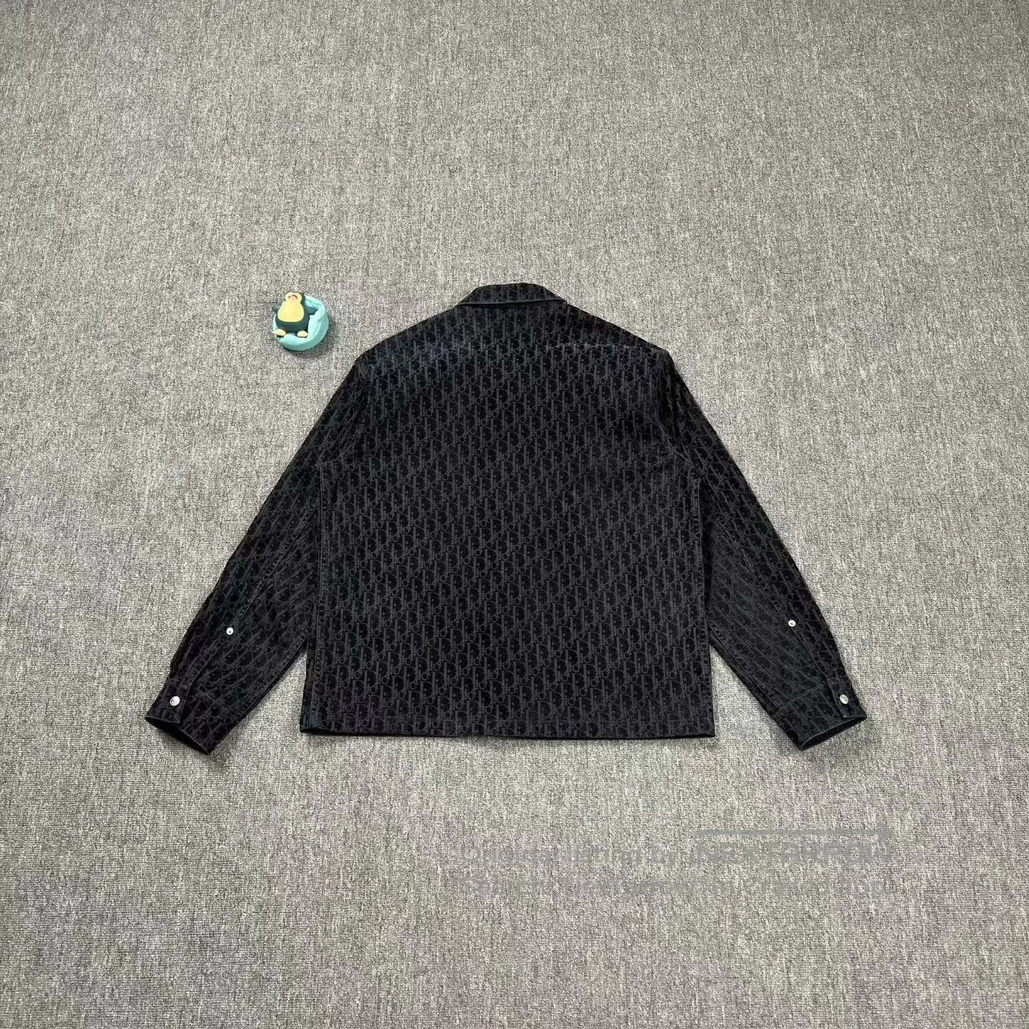 Dior Dior Navy Blue Flocked All-over Print Shirt Jacket. Size US M / EU 48-50 / 2 - 2 Thumbnail