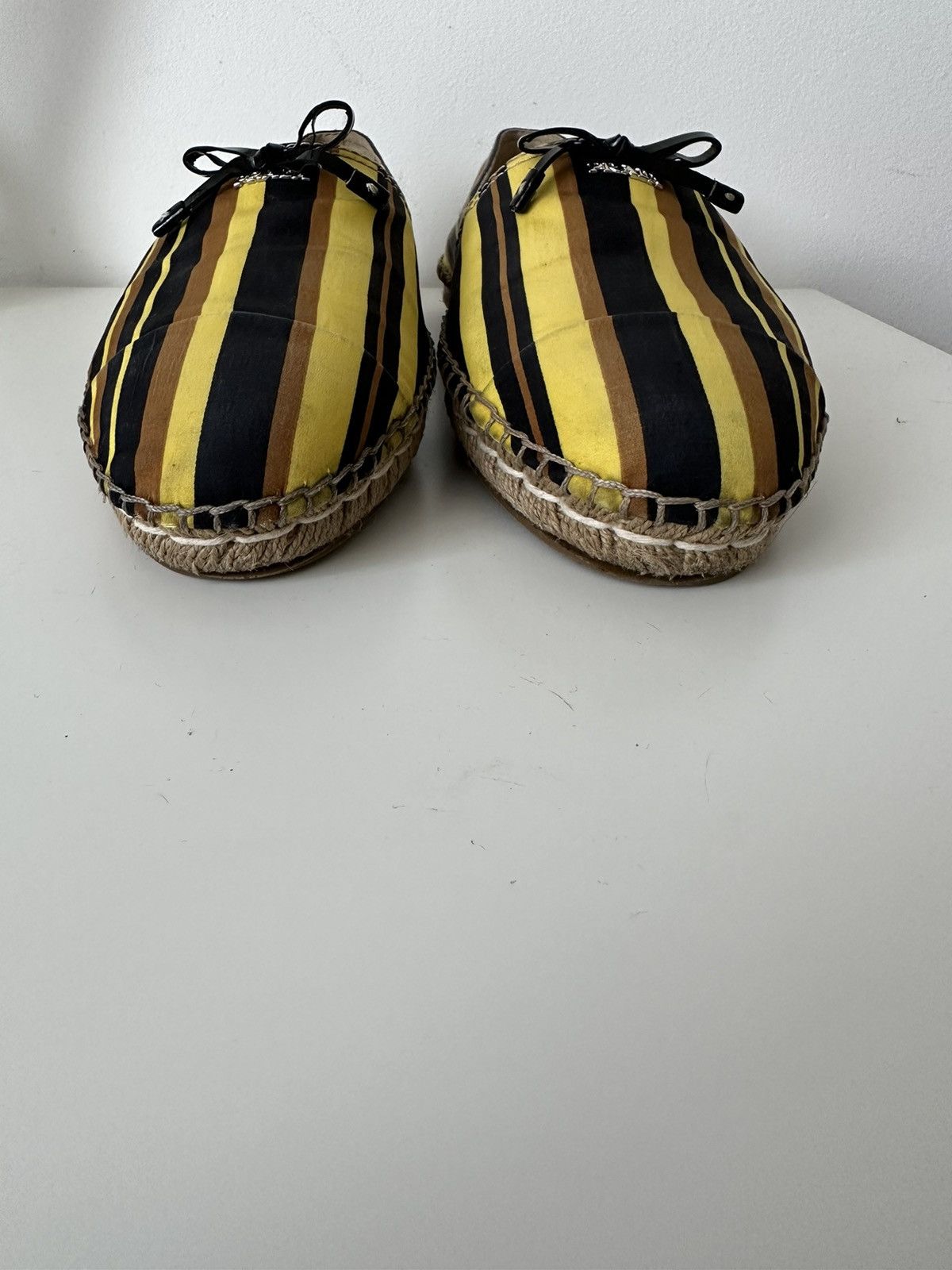 Prada Prada striped yellow black espadrilles shoes Size US 10.5 / IT 40.5 - 5 Thumbnail