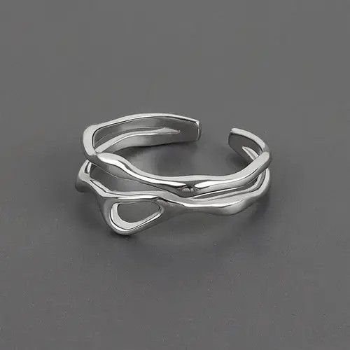 Jewelry Irregular Hollow Double Line Geometric Ring Size ONE SIZE - 1 Thumbnail