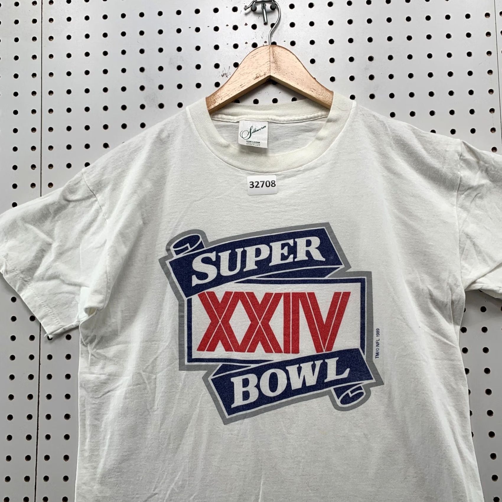 NFL VINTAGE NFL Super Bowl XXIV Shirt White Mens L USA 20.5x25 80s Single Stitch Nike? Size US L / EU 52-54 / 3 - 5 Thumbnail