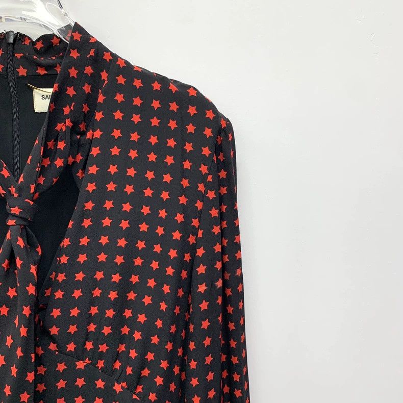 Saint Laurent Paris Saint Laurent Long Sleeve Shirt Dress with Colorblock Stars Size XS / US 0-2 / IT 36-38 - 3 Thumbnail
