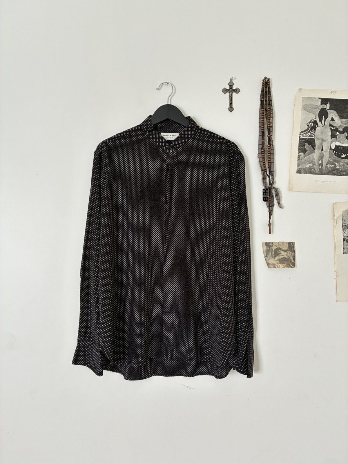 Saint Laurent Paris Saint Laurent Paris 2017 Silk Polka Dot Button Up Size US XL / EU 56 / 4 - 1 Thumbnail