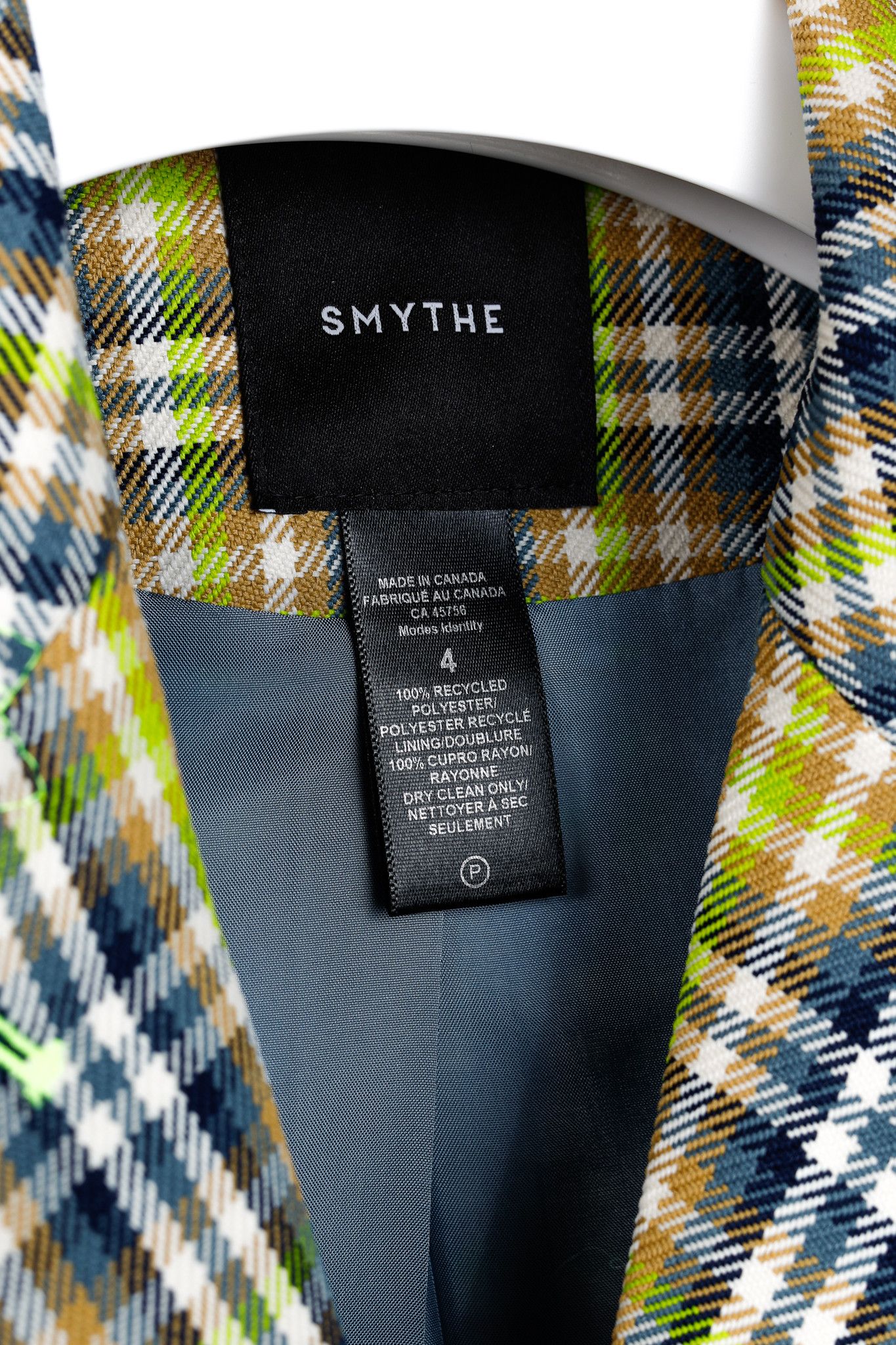 SMYTHE Smythe SS/23 Lime Plaid Pouf Sleeve One Button Blazer Size S / US 4 / IT 40 - 4 Thumbnail