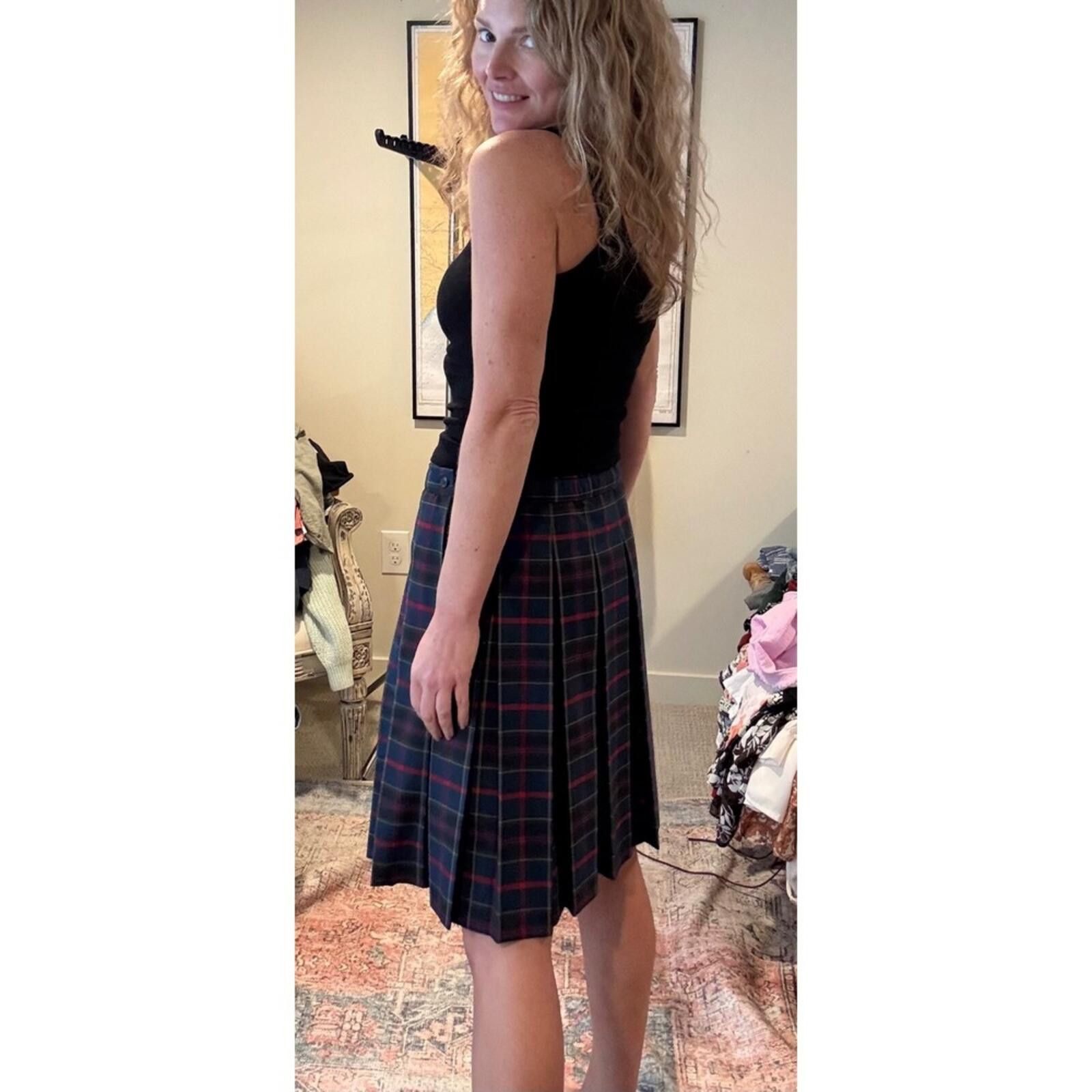 Other Dennis Uniform Navy Blue Plaid Pleated Skirt Size 10 USA Size 32" / US 10 / IT 46 - 2 Thumbnail