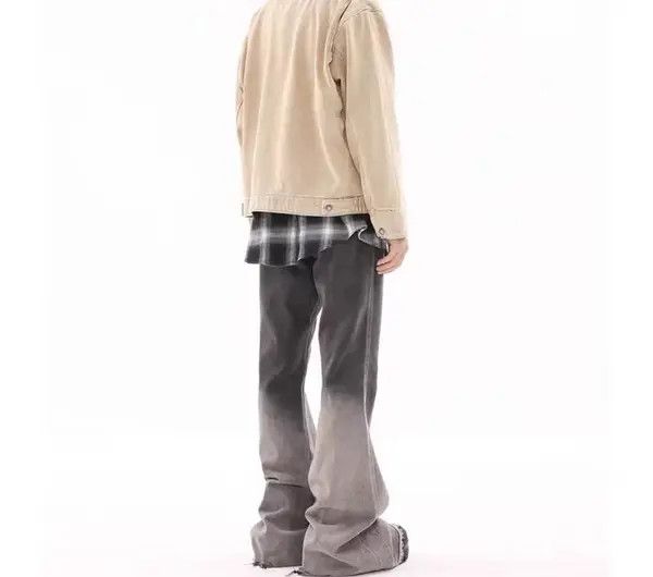 VIBE Vintage washed gradient raw edge draped micro-flare jeans Size US 30 / EU 46 - 4 Thumbnail