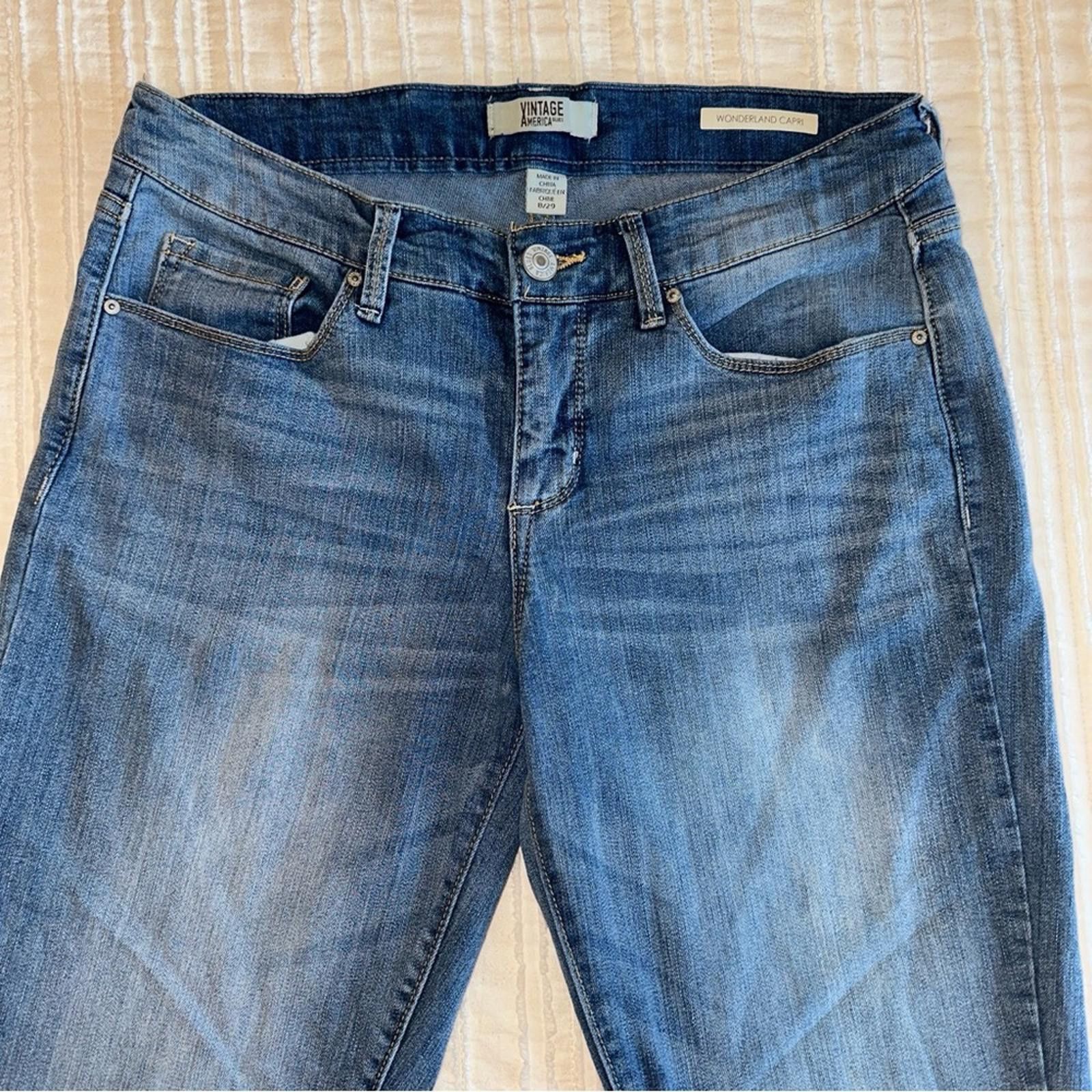 Other American Vintage 8/29 Gingham Wonderland Capri Ruffle Denim Size 30" / US 8 / IT 44 - 4 Thumbnail