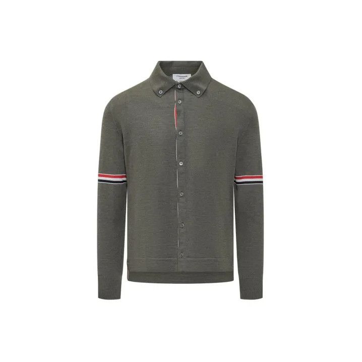 Thom Browne Thom Browne Green Striped Long Sleeve Knitted Shirt Size US S / EU 44-46 / 1 - 1 Thumbnail