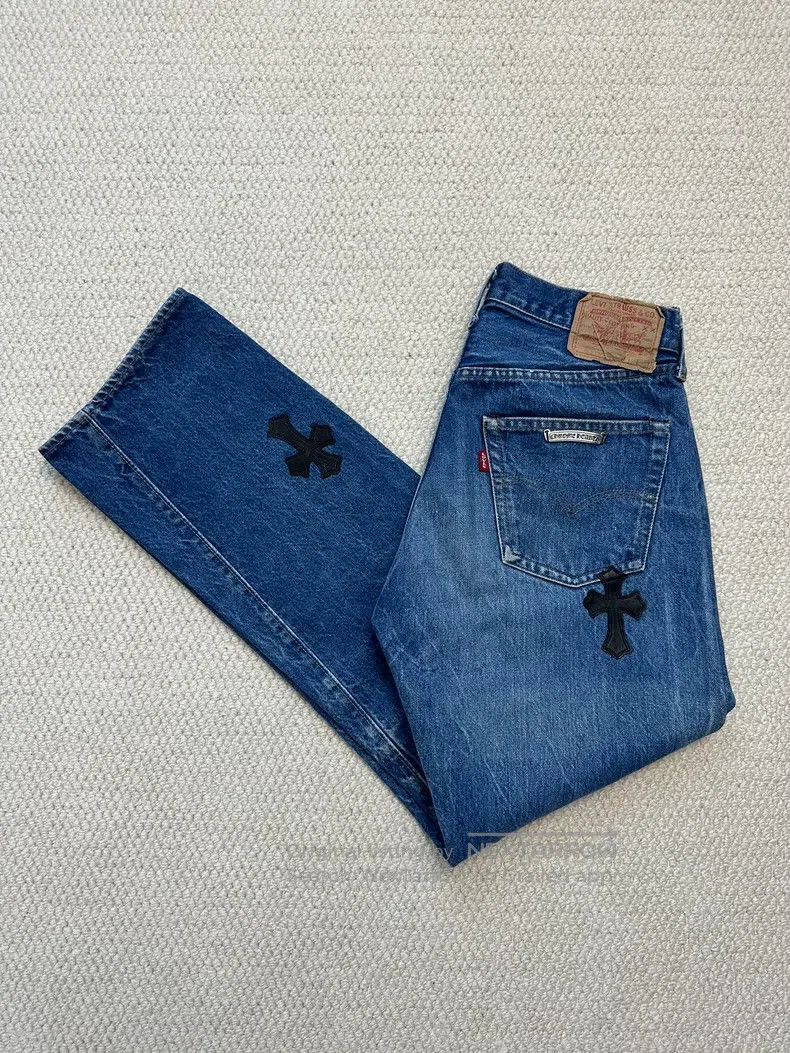 Chrome Hearts CHROME HEARTS 28 Vintage 80s Levis bottom cross leather jea Size 28" / US 6 / IT 42 - 5 Thumbnail