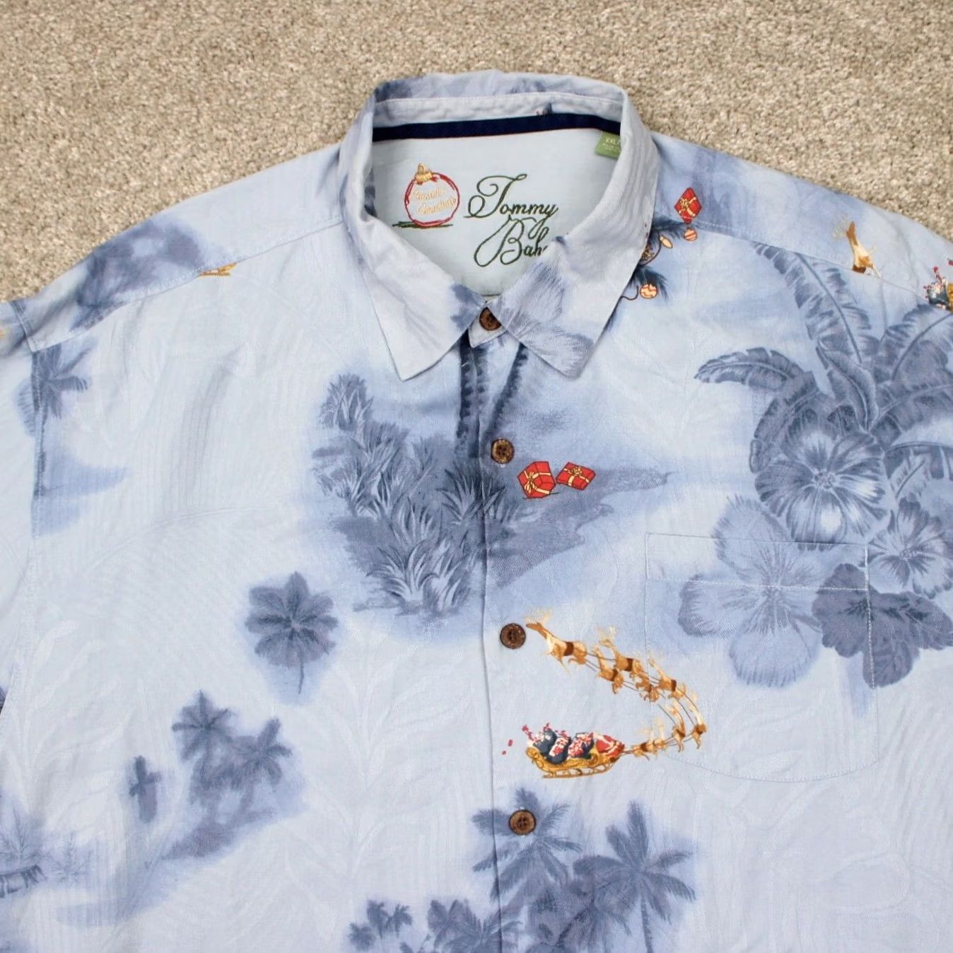 Tommy Bahama Tommy Bahama Hawaiian Shirt Mens 2XL XXL Blue Silk S/S Button Size US XXL / EU 58 / 5 - 5 Thumbnail