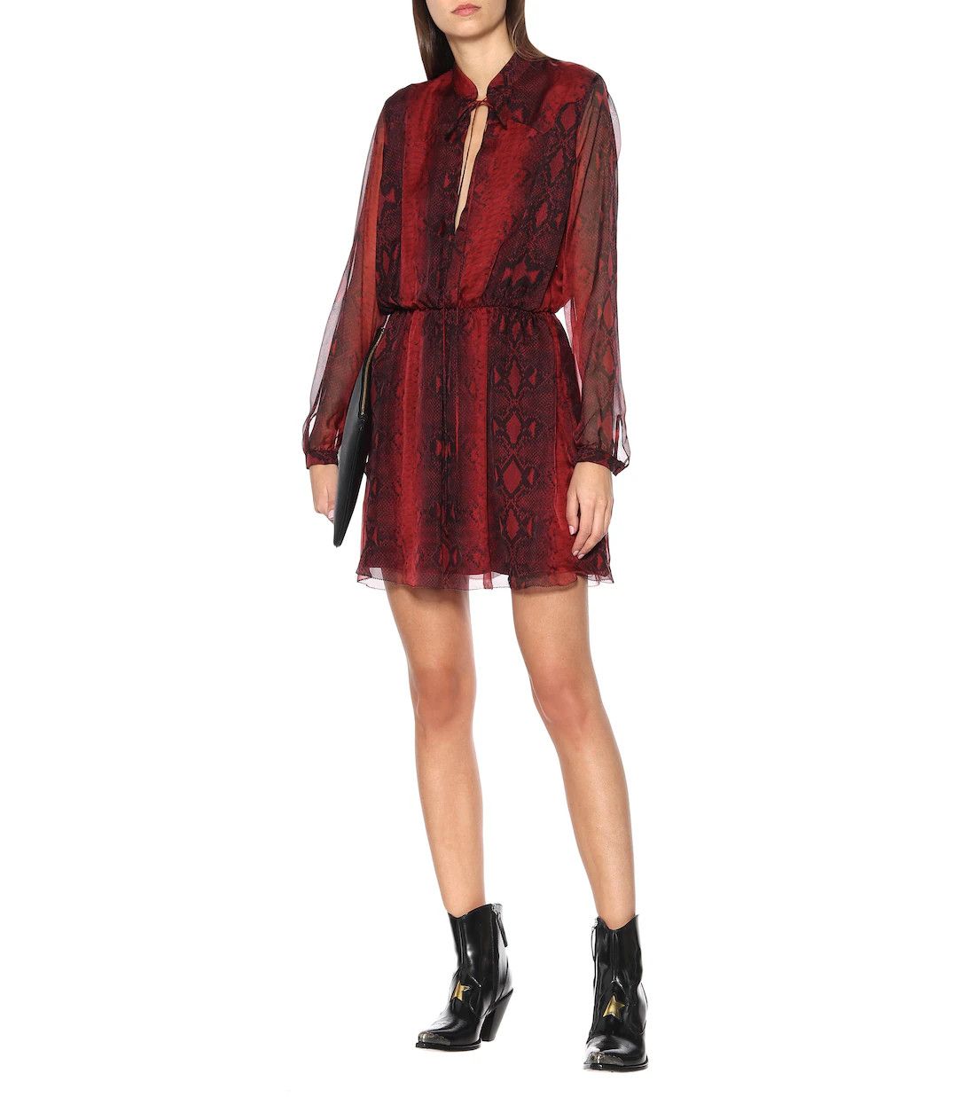 Amiri o1y0425 Shirt Mini Dress in Black & Red Size XS / US 0-2 / IT 36-38 - 2 Thumbnail