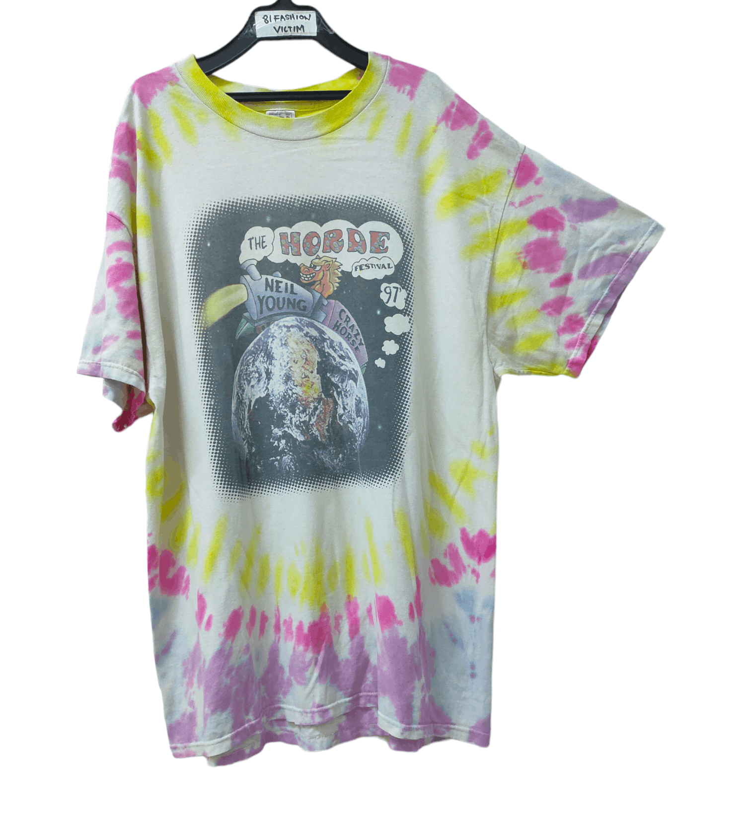 image of Band Tees x Tour Tee Vintage 90's Neil Young The Horde Fastival Tees in Tye Dye, Men's (Size XL)