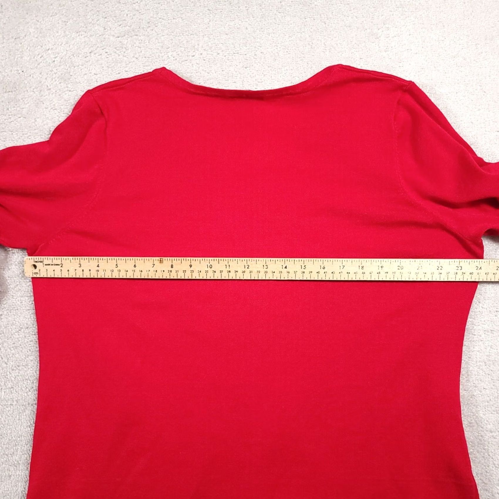 Vintage Notations Sweater Women's 3X Plus Red 3/4 Sleeve Ruched Knit Scoop Neck Size XXL / US 16-18 / IT 52-54 - 5 Thumbnail