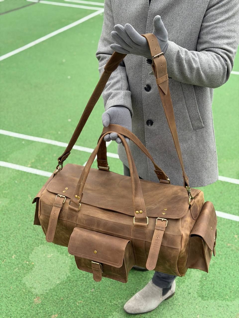 Handmade Genuine vintage leather travel bag. Duffel Bag. Handmade Size ONE SIZE - 5 Thumbnail