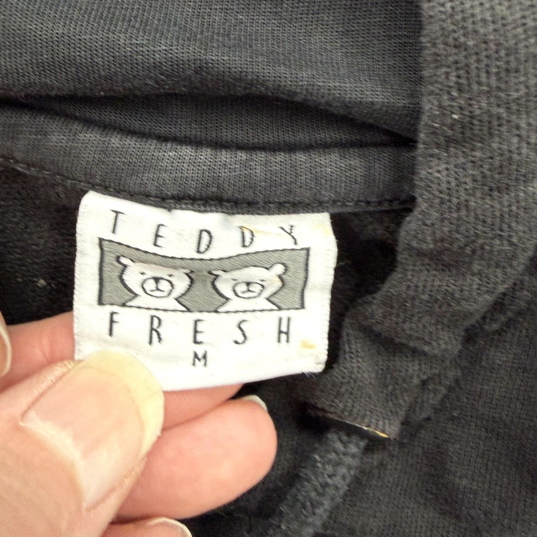 Teddy Fresh Teddy Fresh Hoodie Mens Medium Black Pullover Embroidered Back Logo Sweatshirt Graphic Print Crew Neck Pockets Size US M / EU 48-50 / 2 - 3 Thumbnail