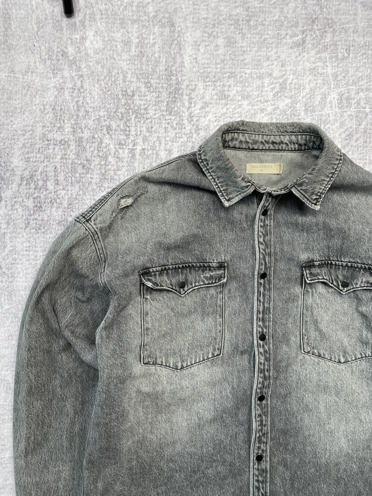 Allsaints Allsaints gray destroyed denim jacket Size US M / EU 48-50 / 2 - 5 Thumbnail