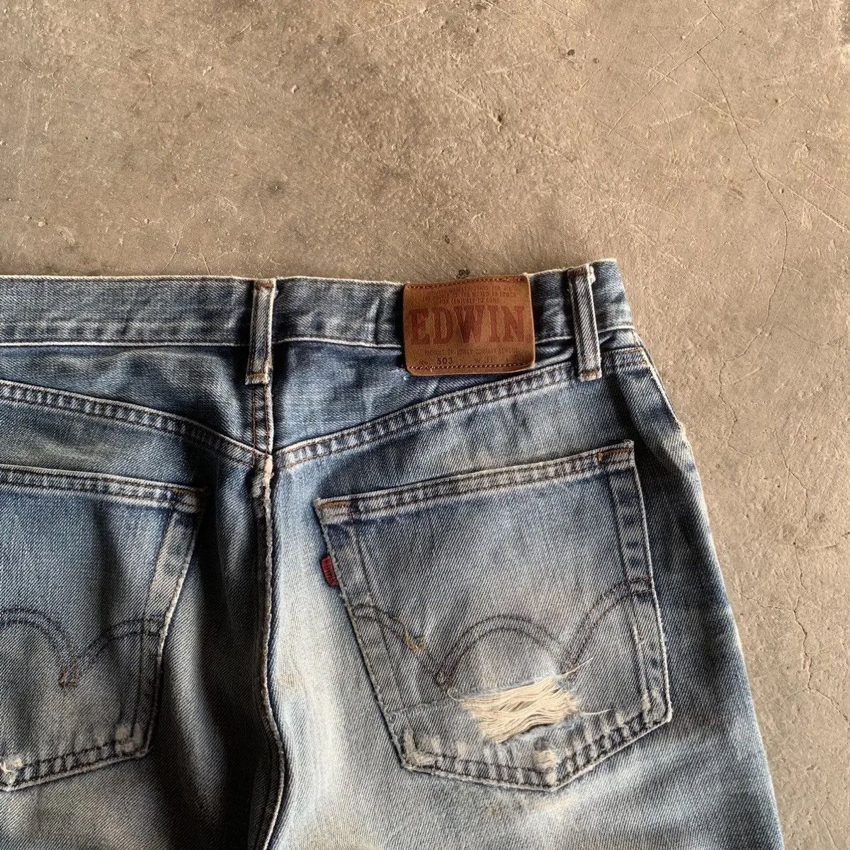 Edwin DISTRESSED! Vtg Edwin 503 RegularFit Blue Wash Jeans Pants Size US 30 / EU 46 - 15 Thumbnail