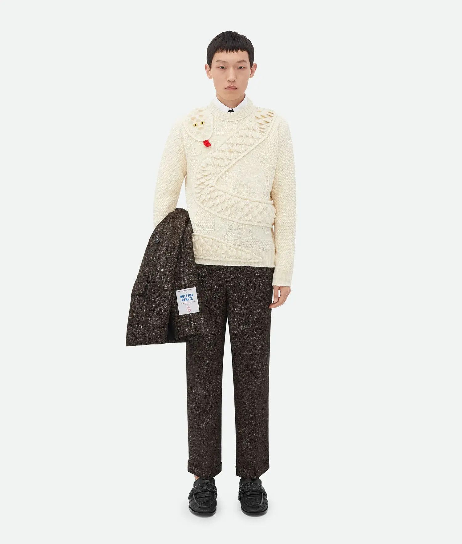 Bottega Veneta o1loc1c1025 772503 Snake Scales Wool Knit Jumper Sweater Size US XS / EU 42 / 0 - 5 Thumbnail