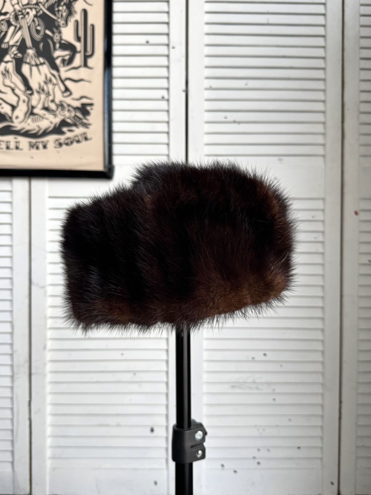 Vintage Vintage 1970s Suede & Fur Ushanka Hat Brown Burgundy Trapper Size ONE SIZE - 7 Thumbnail