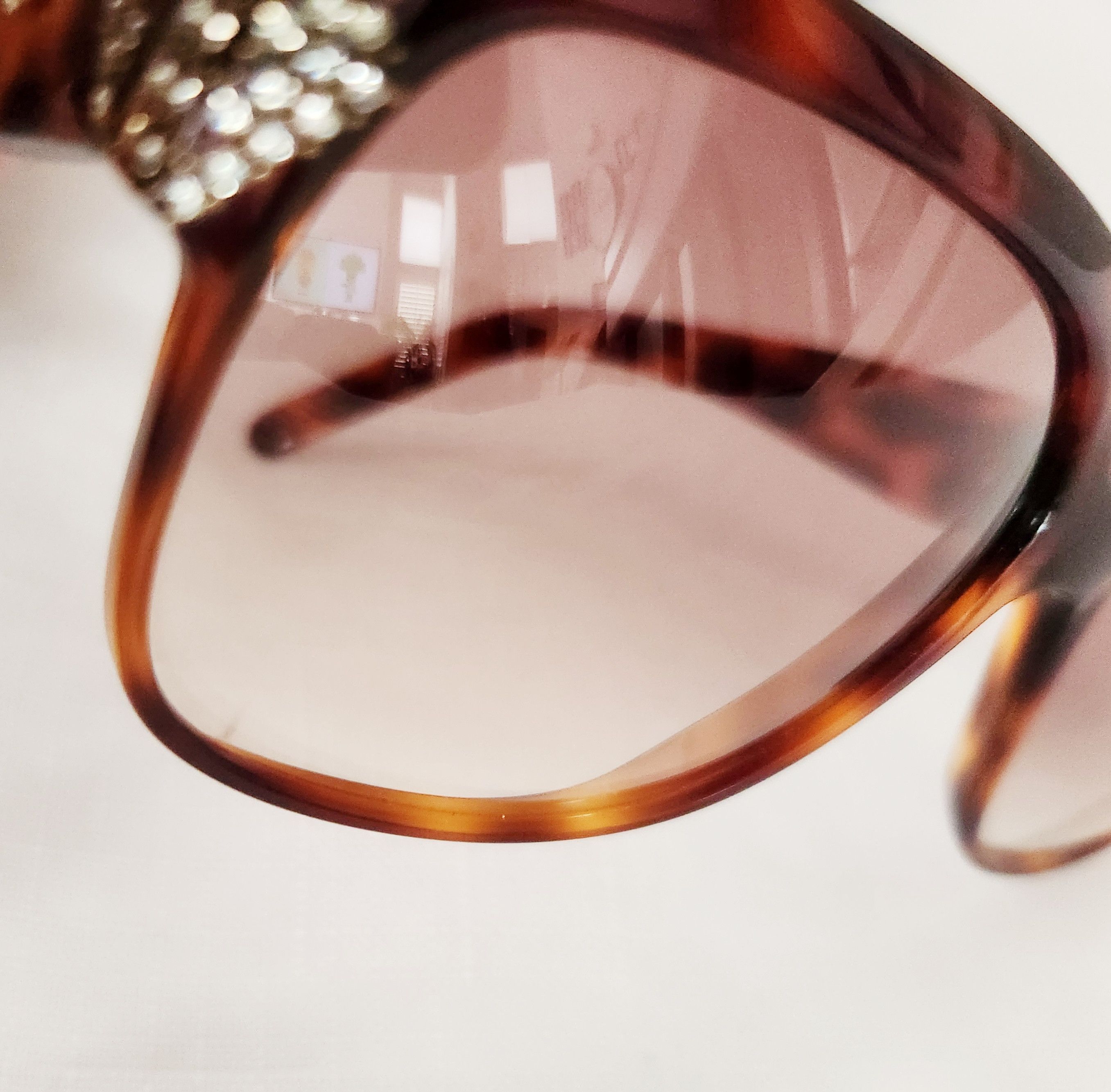 Designer × Vintage Stendhal Vintage Sunglasses Tortoise shell with Rhinestones Size ONE SIZE - 15 Thumbnail