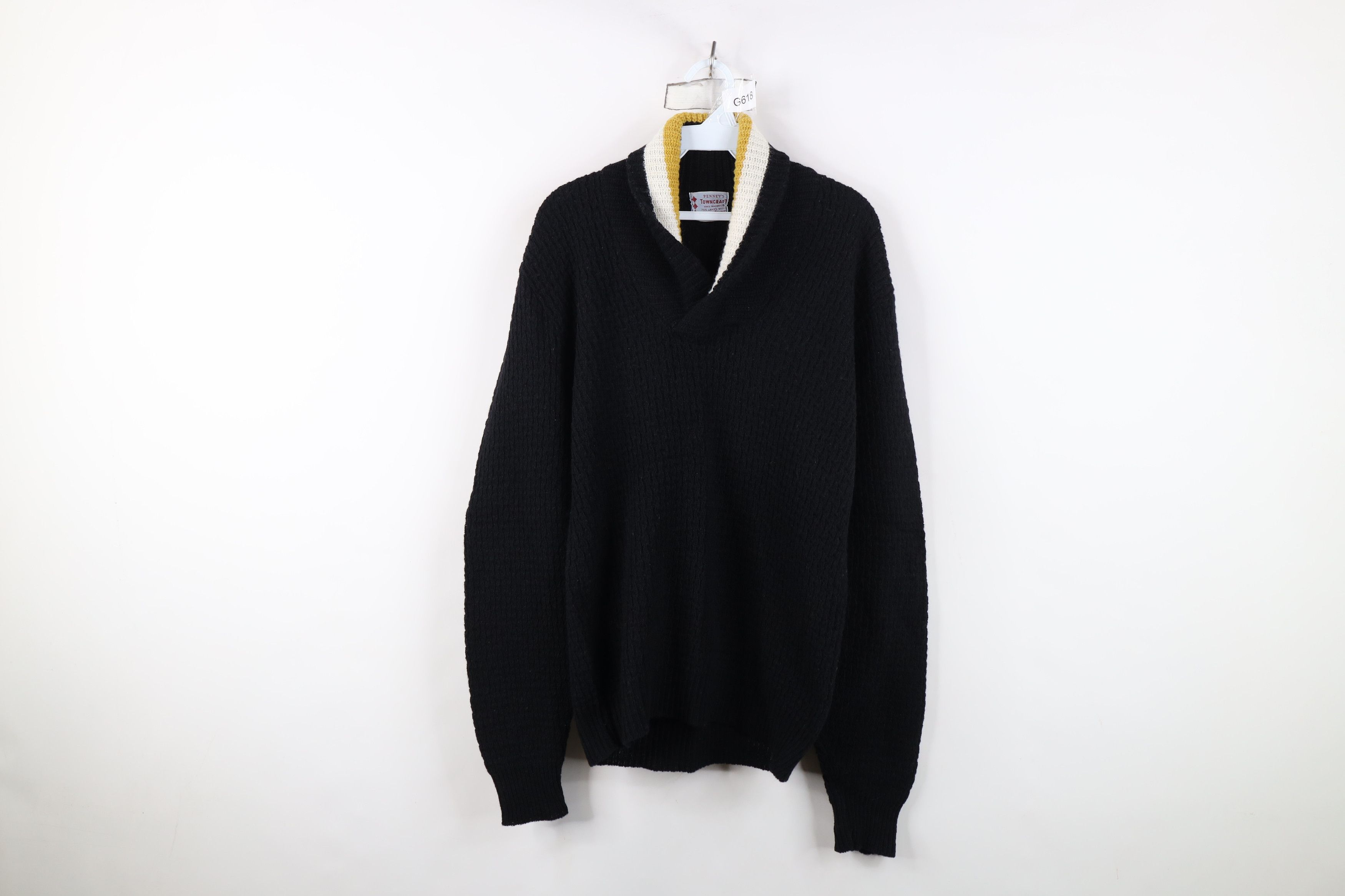 Vintage Vintage 50s Penneys Lambswool Blend Knit Shawl Sweater USA Size US L / EU 52-54 / 3 - 1 Thumbnail