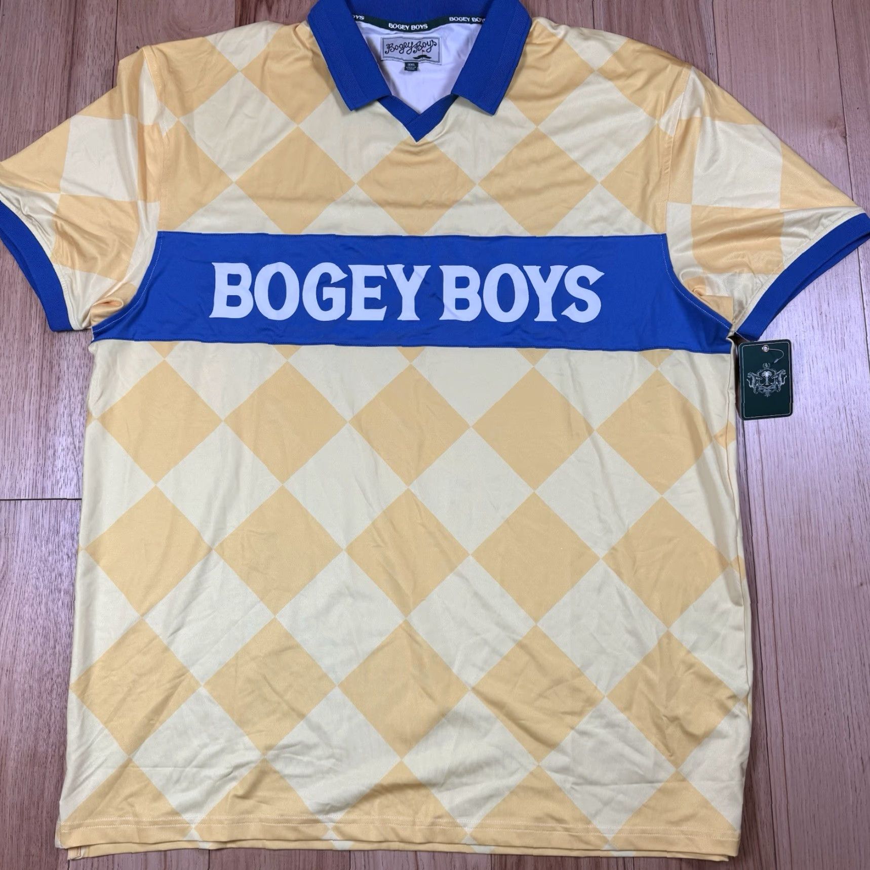 Vintage Bogey Boys Shirt Mens 3XL V-Neck Polo Long Sleeve AOP Diamond Dri Fit Golf Athletic Brown NWT Size US XXL / EU 58 / 5 - 4 Thumbnail