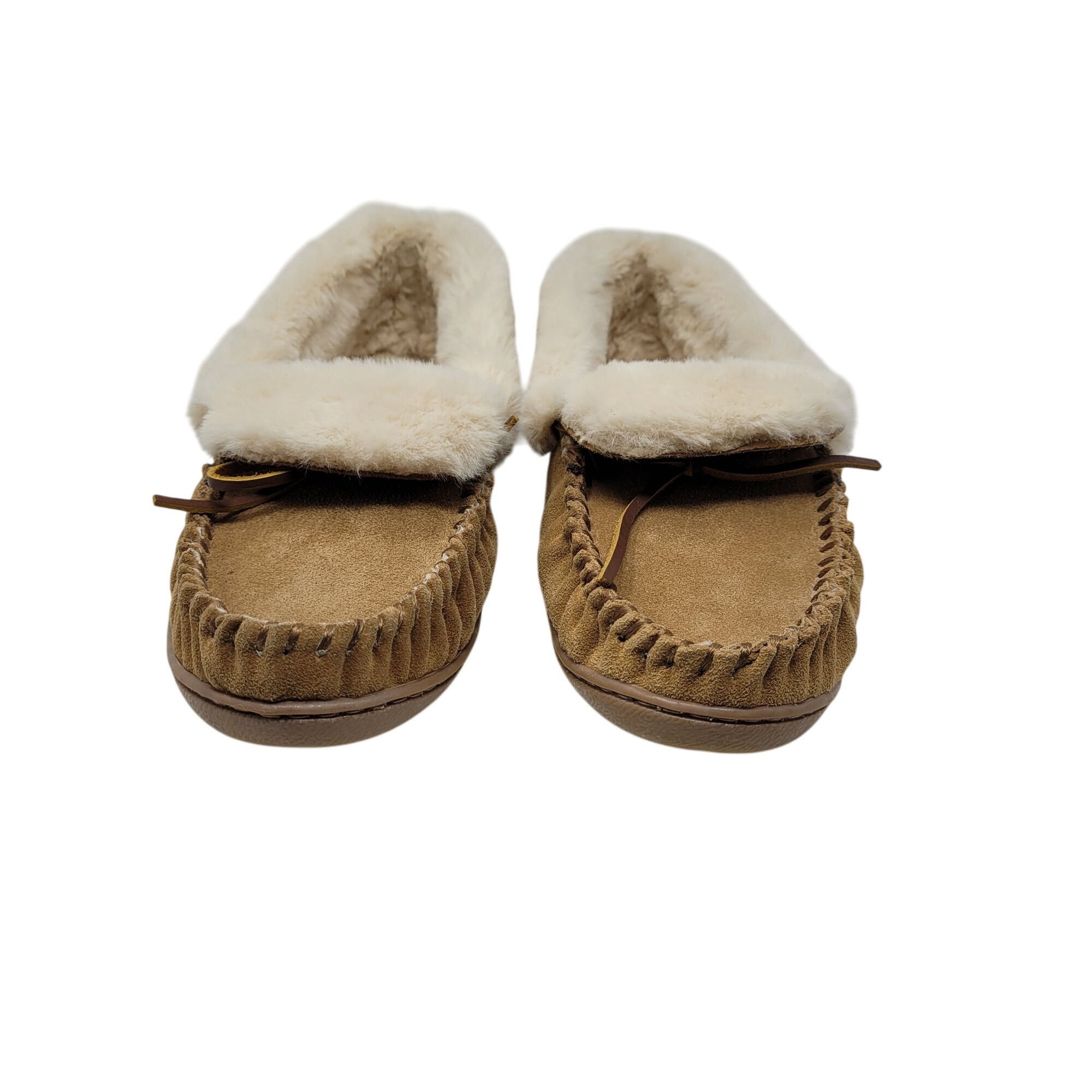 Minnetonka Minnetonka Womens Tan Suede Moccasin Slippers Sherpa Faux F Size US 9 / IT 39 - 5 Thumbnail