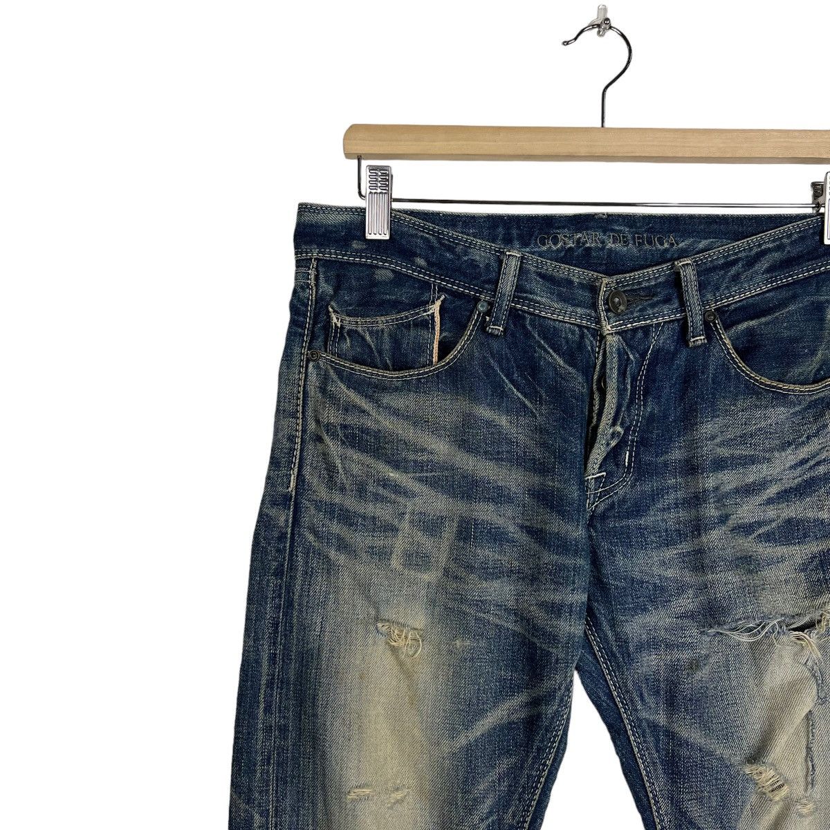 GOSTAR DE FUGA 🔥 GOSTAR DE FUGA DISTRESS DYED BROKEN DENIM JEANS SLIM FIT Size US 30 / EU 46 - 7 Thumbnail