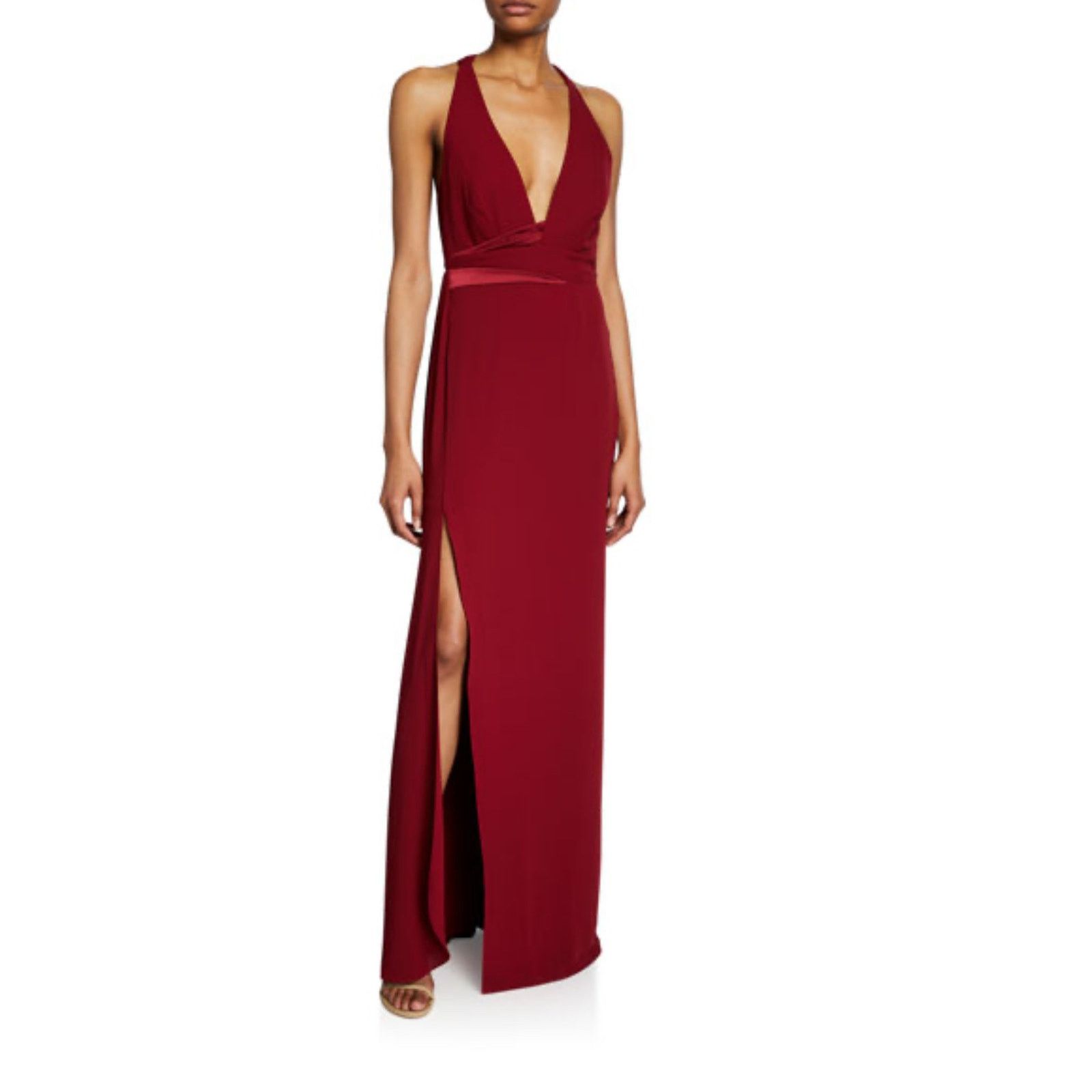 Halston Halston V Neck Halter Gown, NWT, size: 8 Size M / US 6-8 / IT 42-44 - 1 Thumbnail