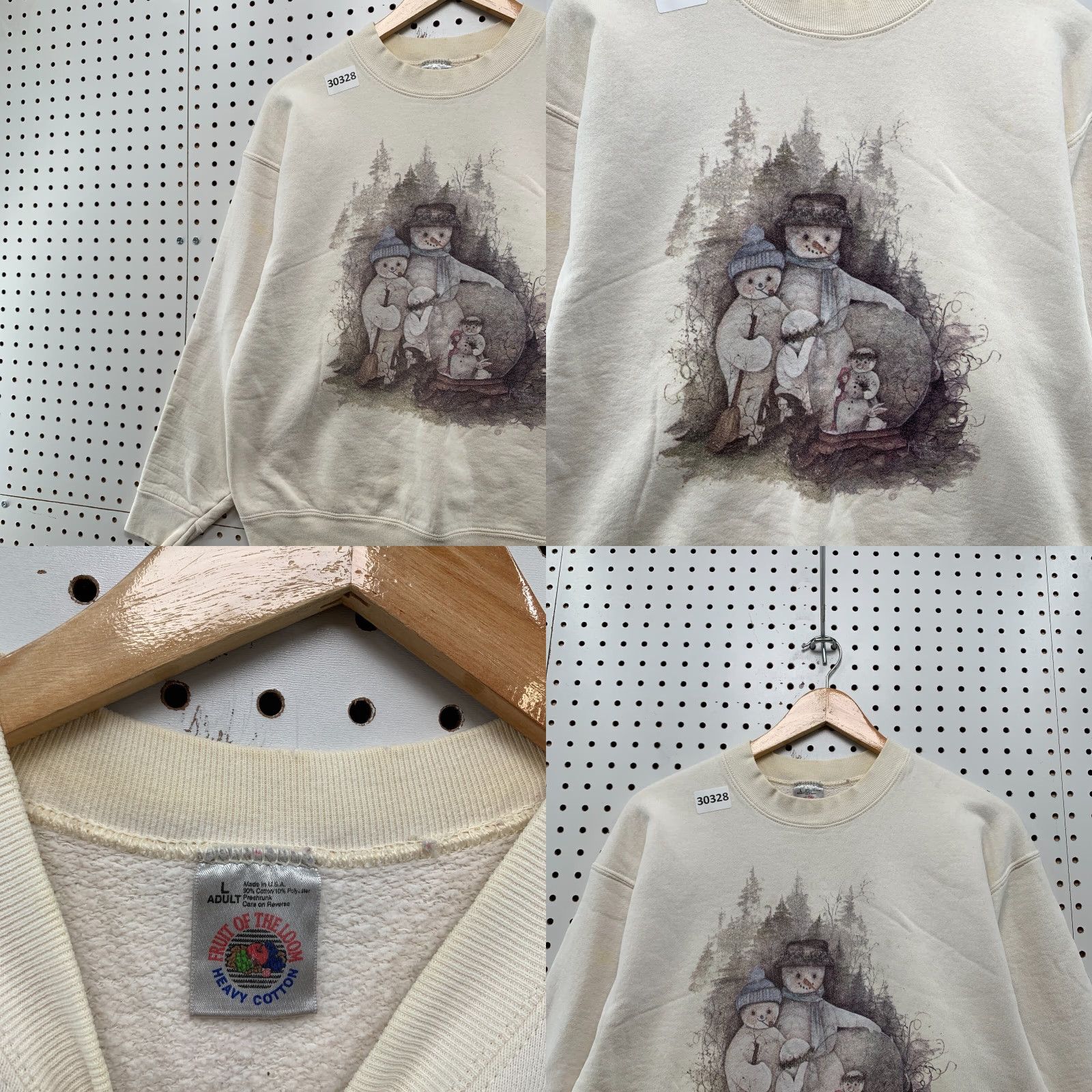 Fruit Of The Loom VINTAGE Snowman Campfire Winter Graphic Crewneck Sweatshirt Men M White 90s Christmas Winter Fruit of the Loom Sweatshirt Mens Size US M / EU 48-50 / 2 - 8 Thumbnail