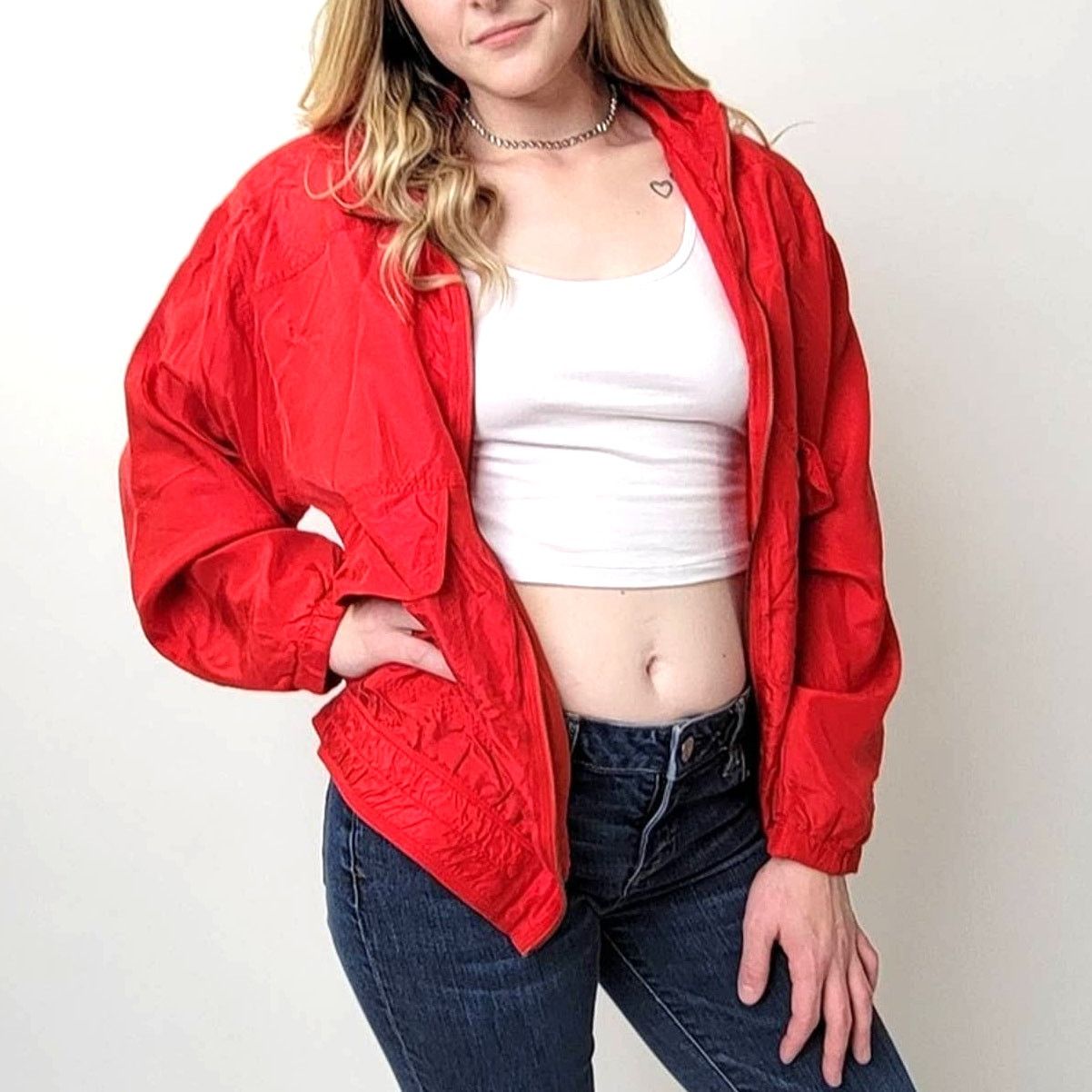 Vintage Vintage 90s Red Ac-Tiv-Ology ALL SILK Windbreaker Jacket - M Size M / US 6-8 / IT 42-44 - 5 Thumbnail