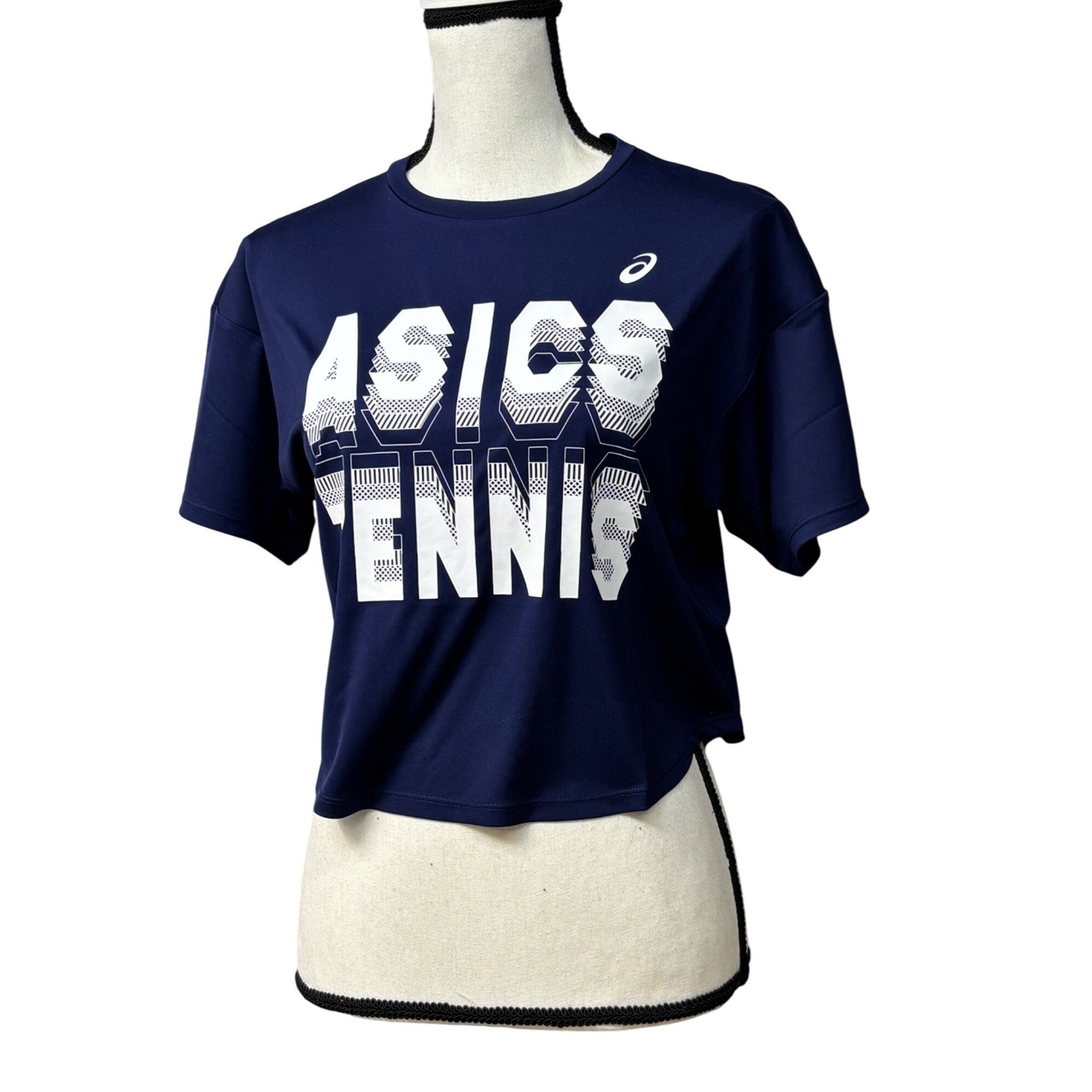 Asics ASICS Women's Court Graphic Cropped Tennis Tee, Navy, S Size S / US 4 / IT 40 - 3 Thumbnail